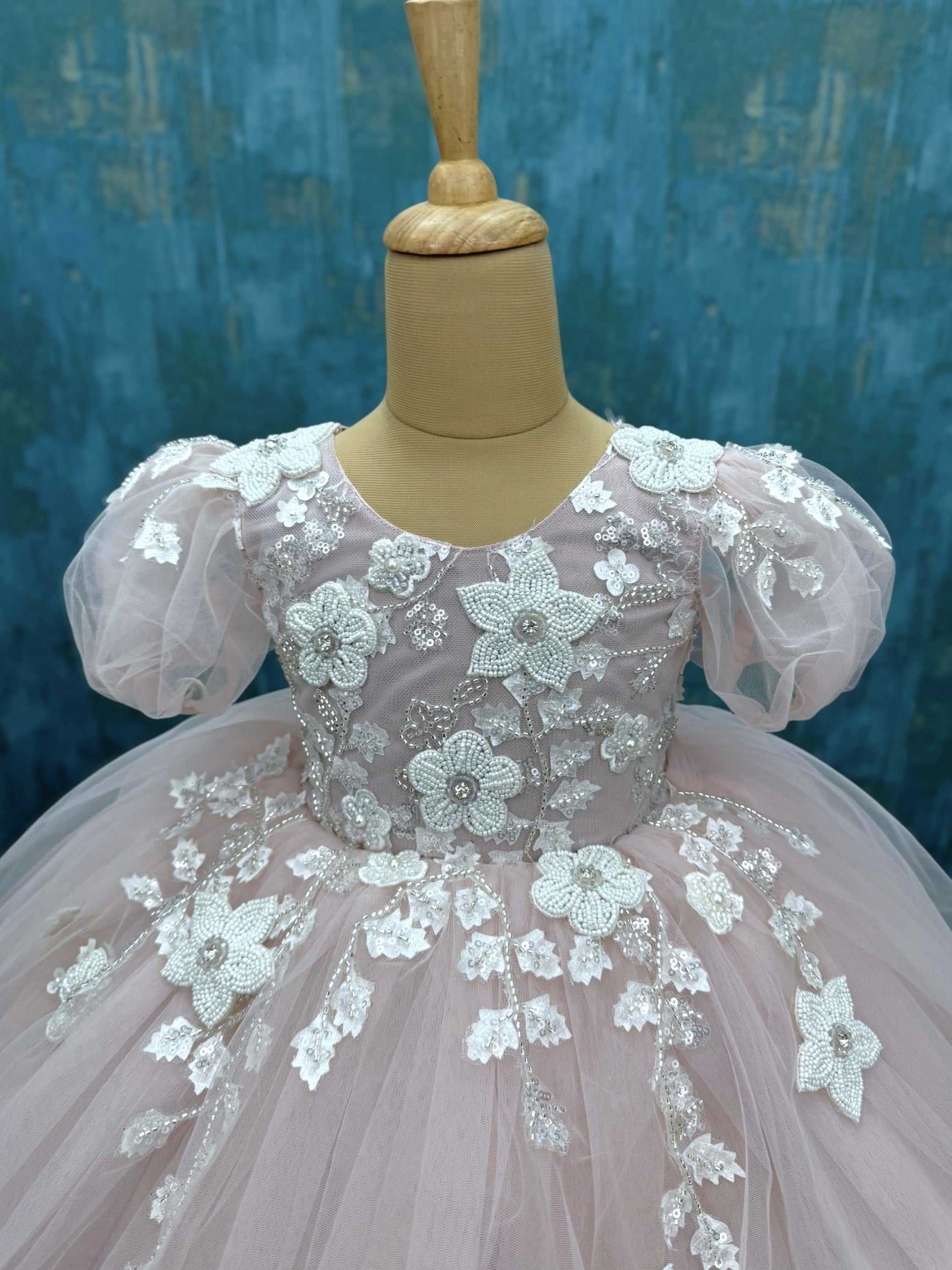 Ivory Whisper Sugar Bead Blossom Princess Ball Gown
