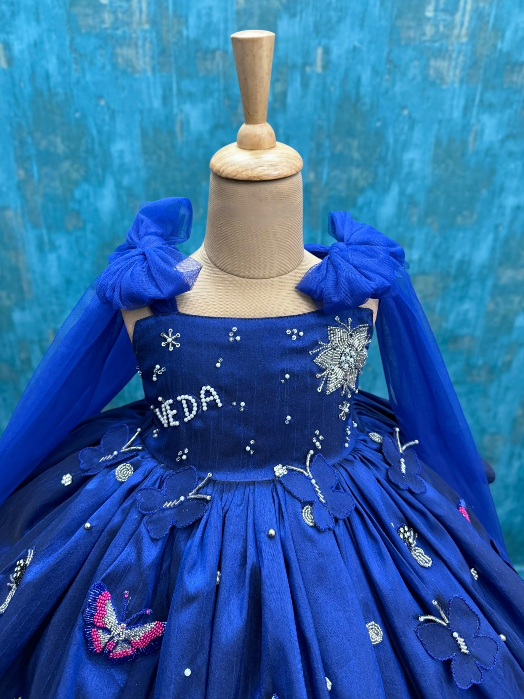 Midnight Sapphire Butterfly Princess Gown