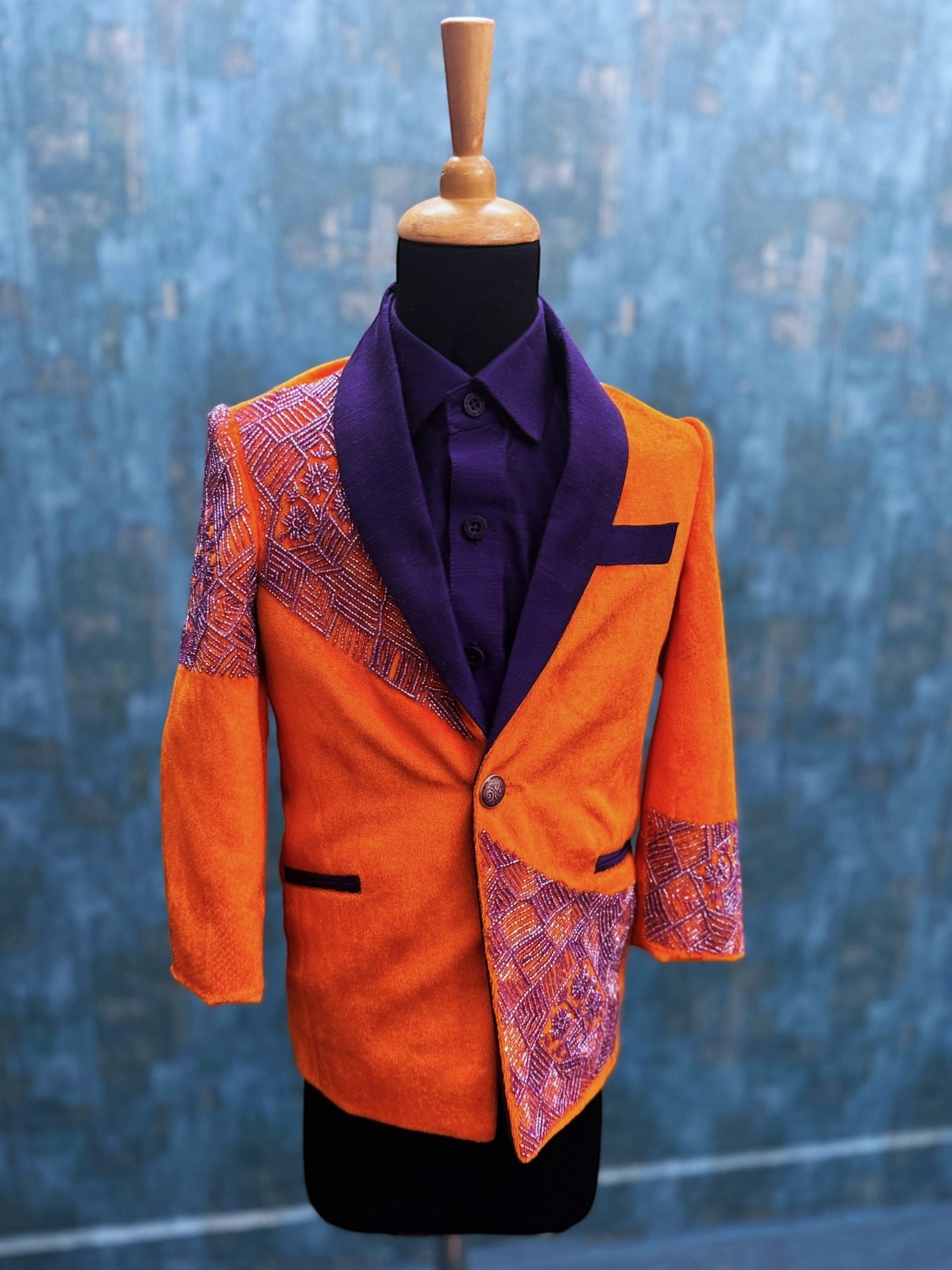 Embroidered Panel Accent Royal Prince Jacket