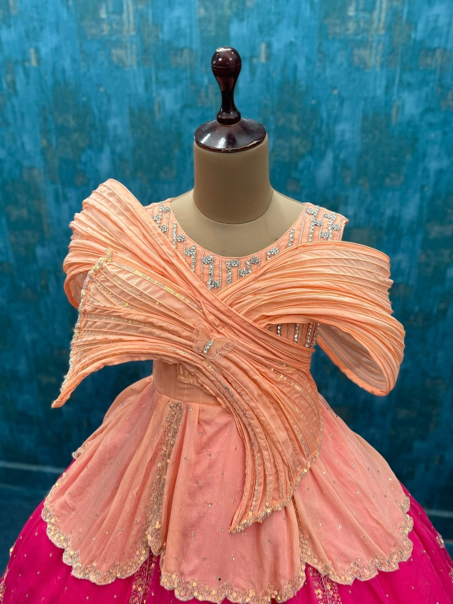 Peach Crown Blossom Luxe Ball Gown