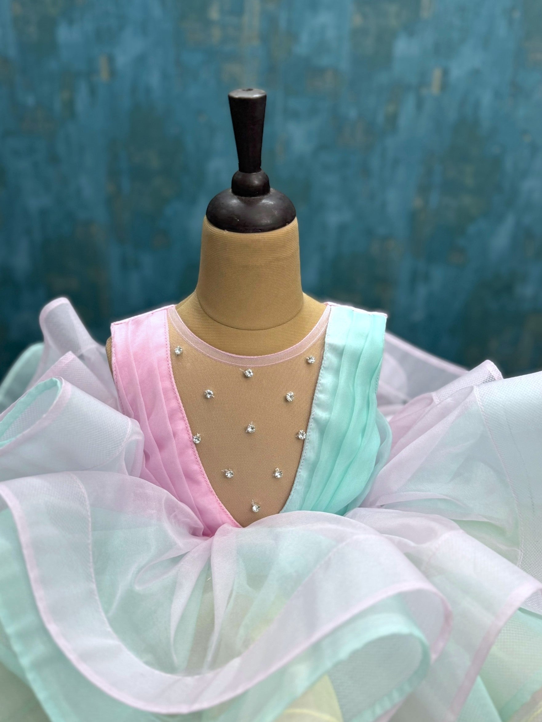 First Birthday Dress Online, Rainbow Tiered Ruffle Birthday Party Gown