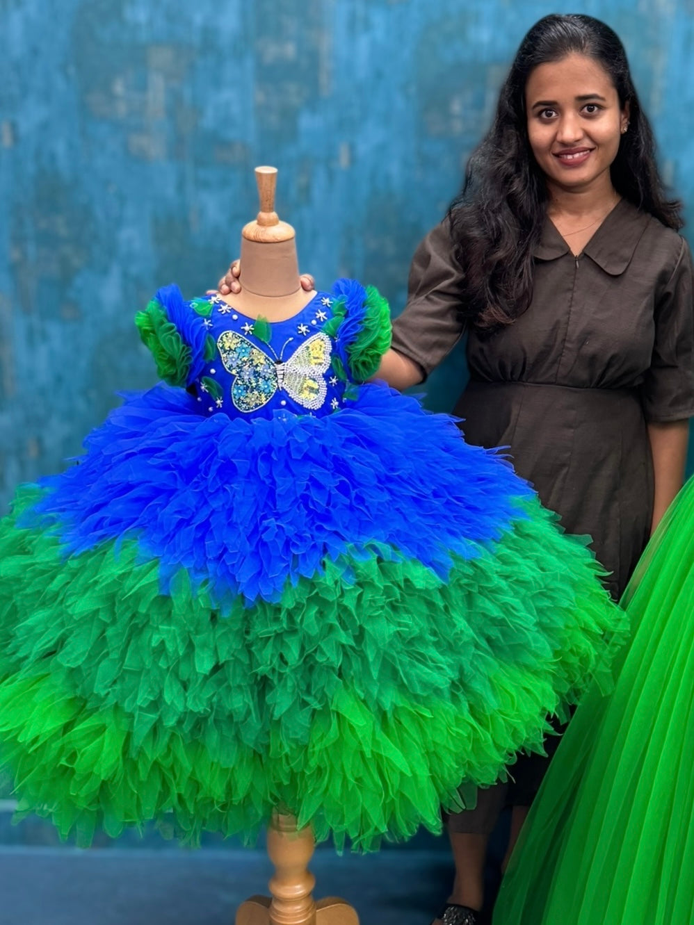 Party & Birthday Dresses Online, Blue-Green Celebration Gown Pair