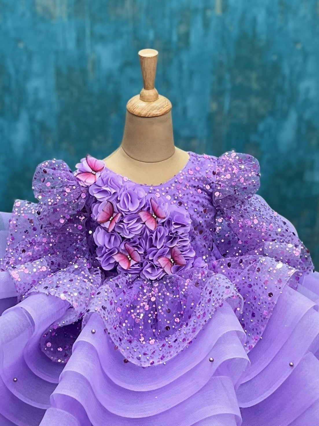 Lavender sequin layer ball gown
