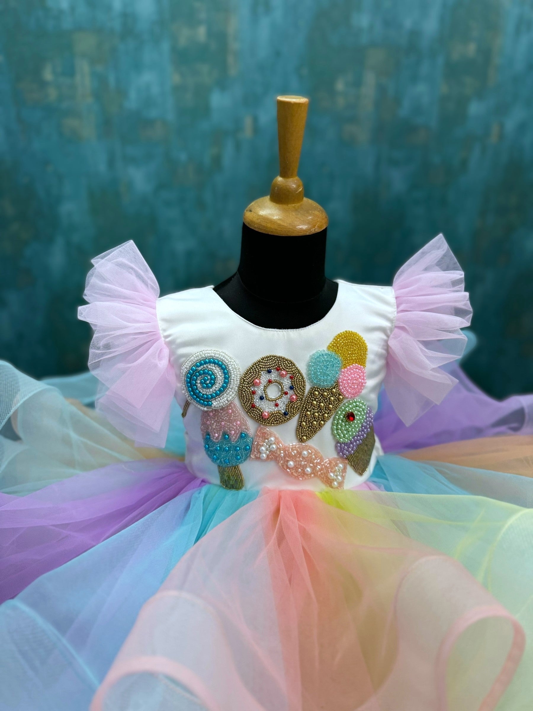 First Birthday Dress Online, Rainbow Tulle Girls Dress