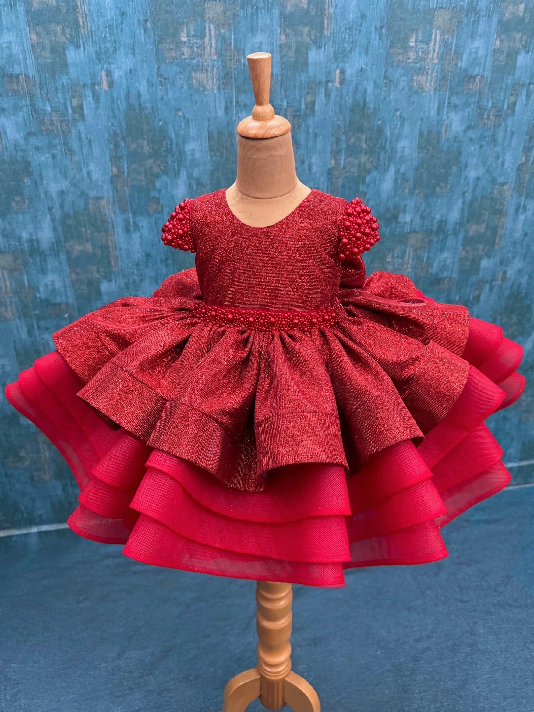 Crimson Ruby Bloom 3D Princess Gown