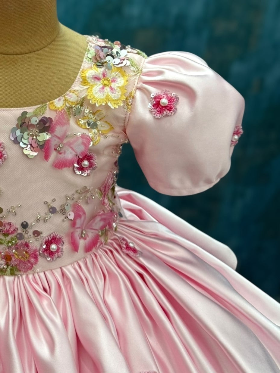 Pink Peony Elegance Floral Gown