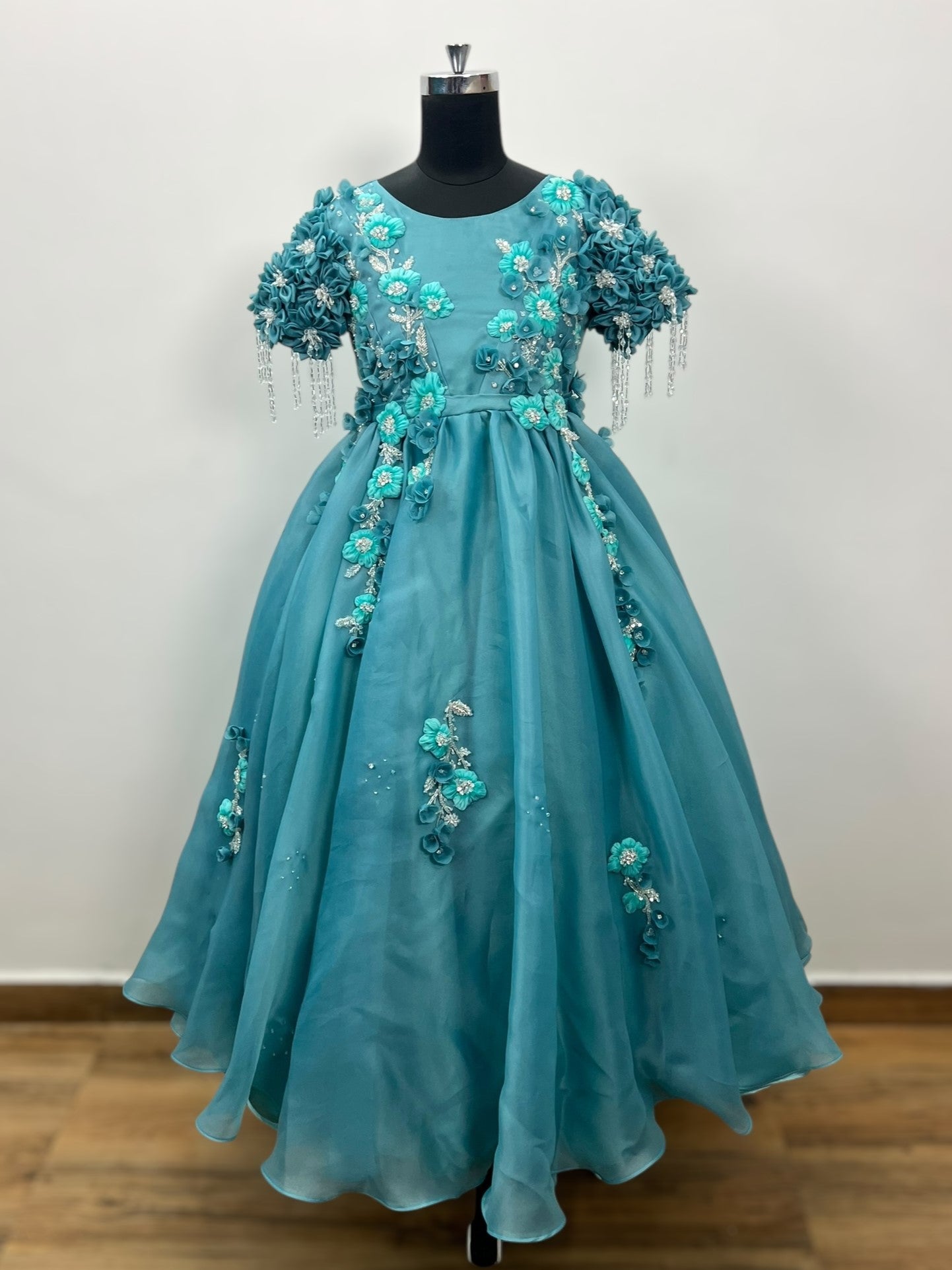 Ocean Bloom Crystal Embroidered Princess Gown
