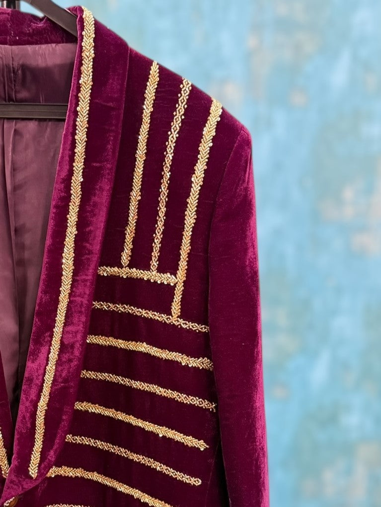 Royal Maroon Majesty Blazer- Comes with Pant and Shirt