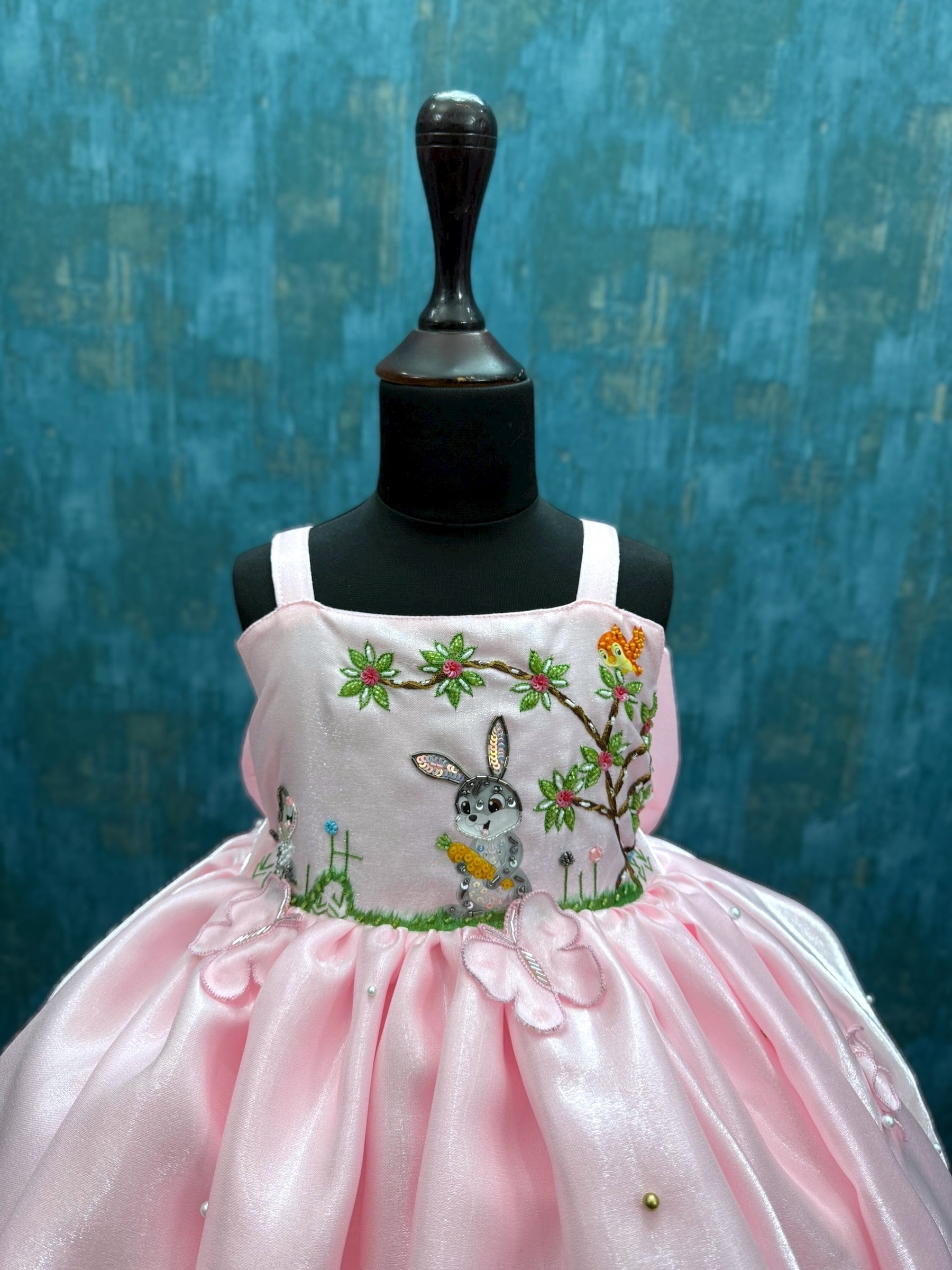 pink Blossom Bunny Dream Dress with intricate work