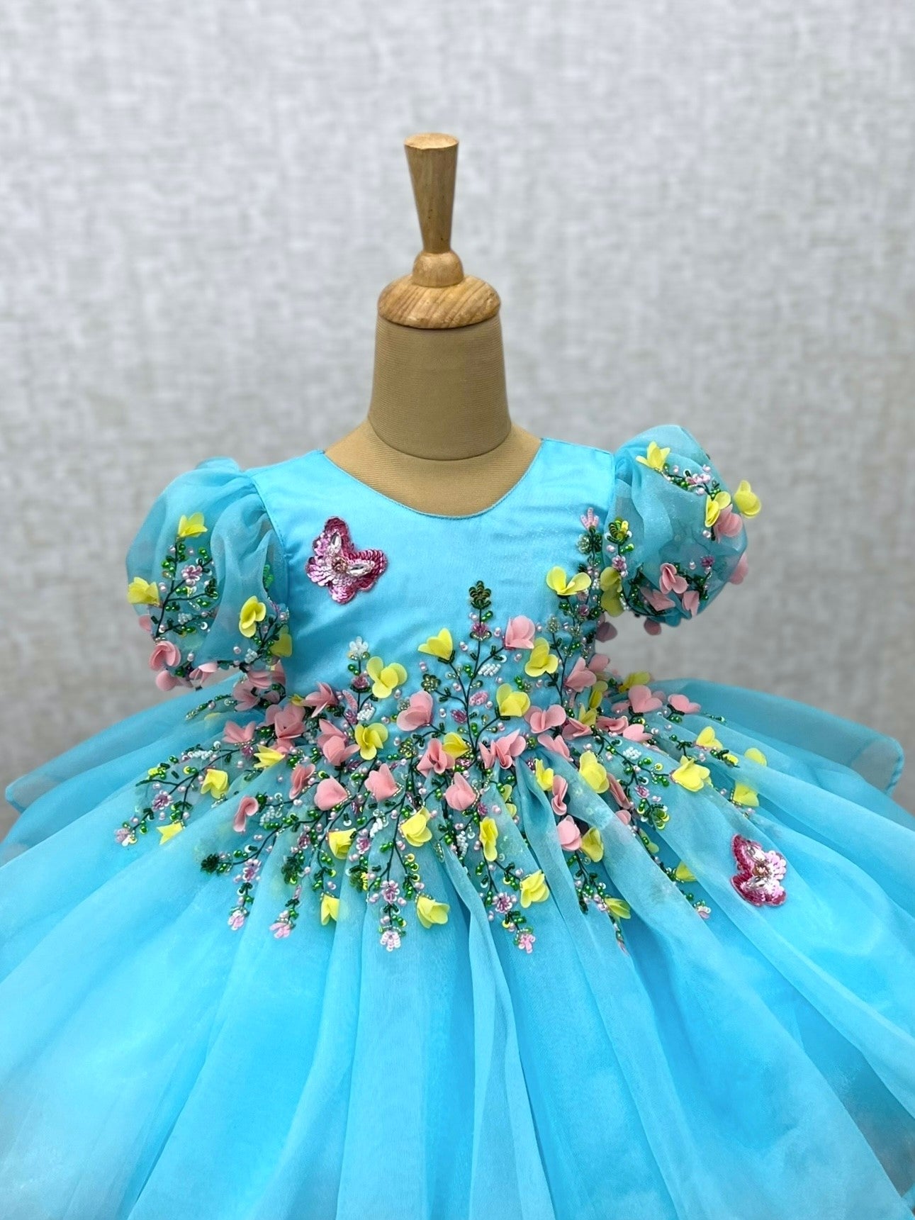 Sky Bloom Butterfly Sugar Bead Princess Ball Gown
