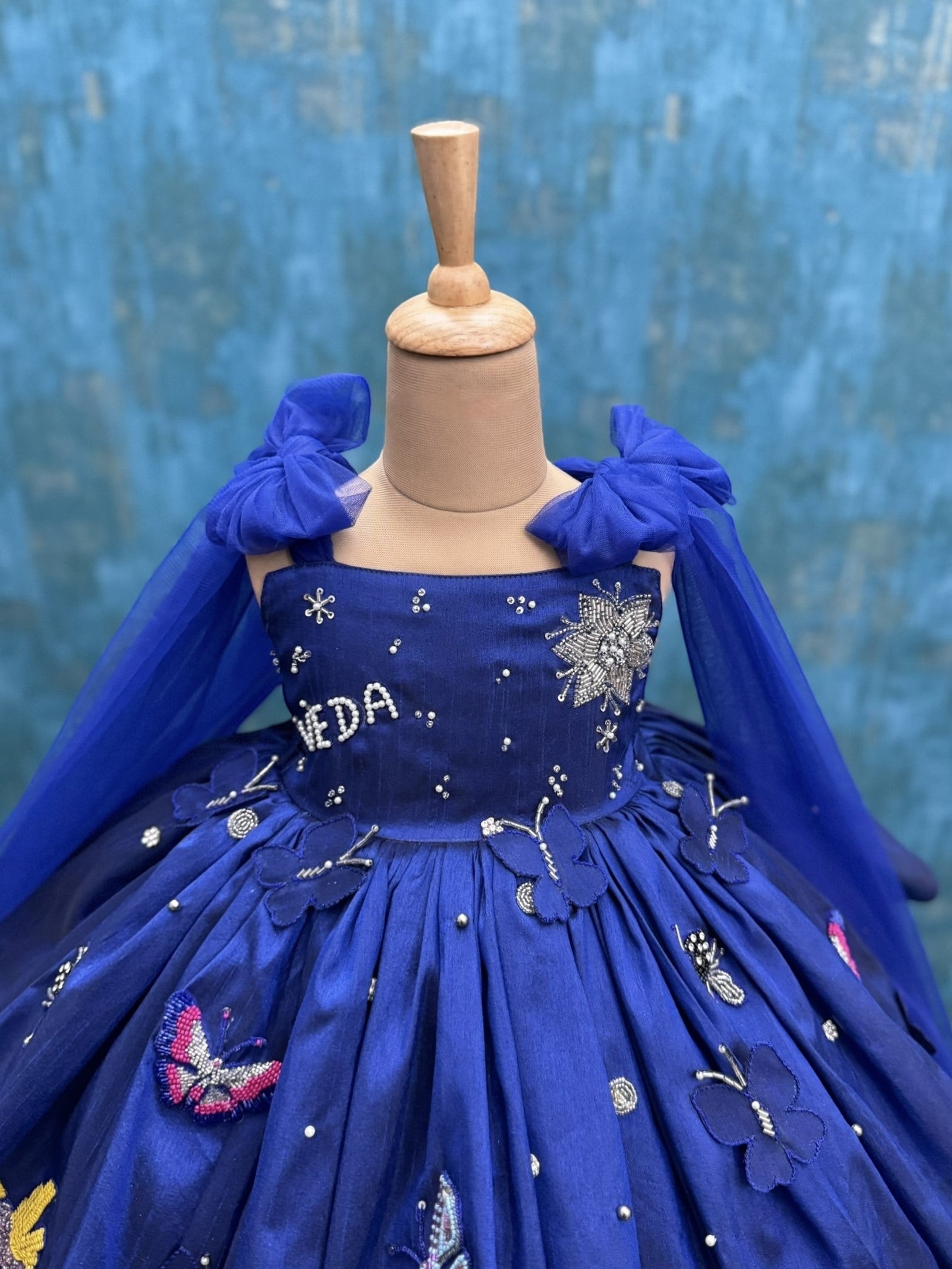 Midnight Sapphire Butterfly Princess Gown