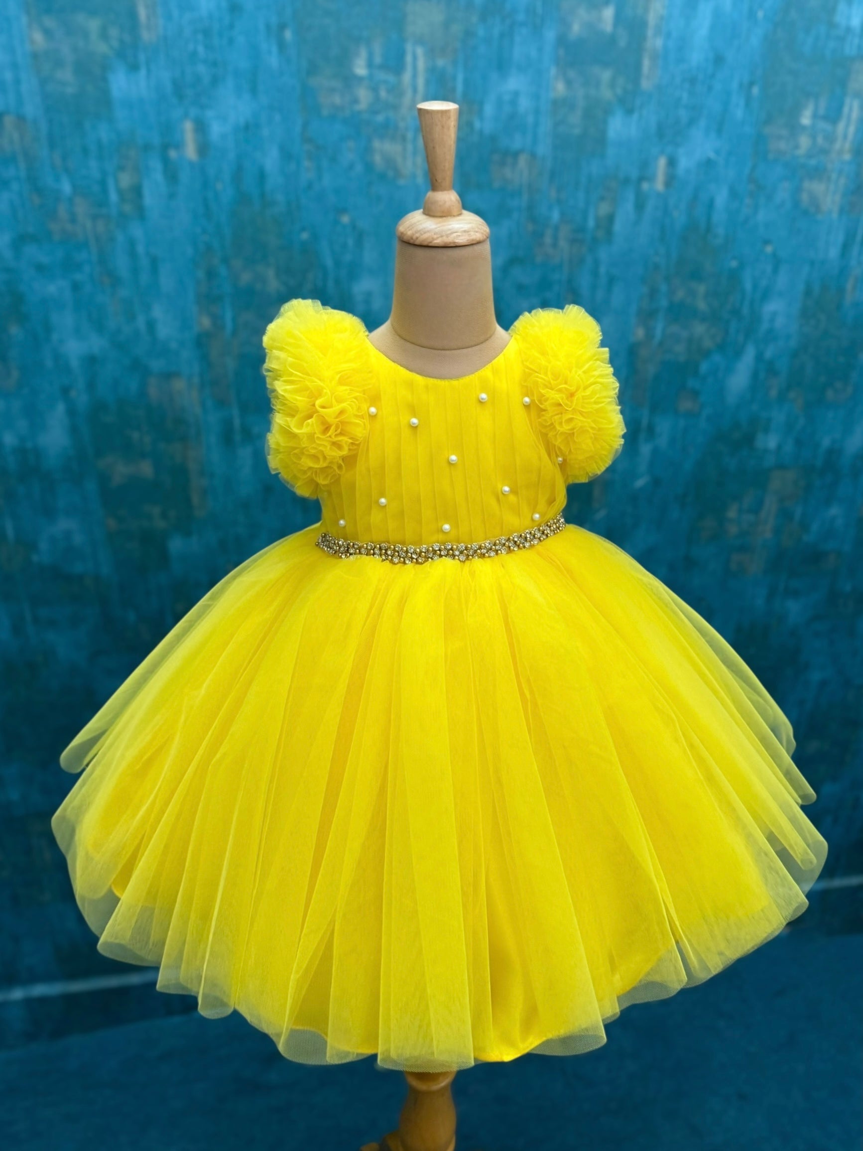 Bright Sunlit Blossom Pearl Princess Couture Ball Gown 6-7Y