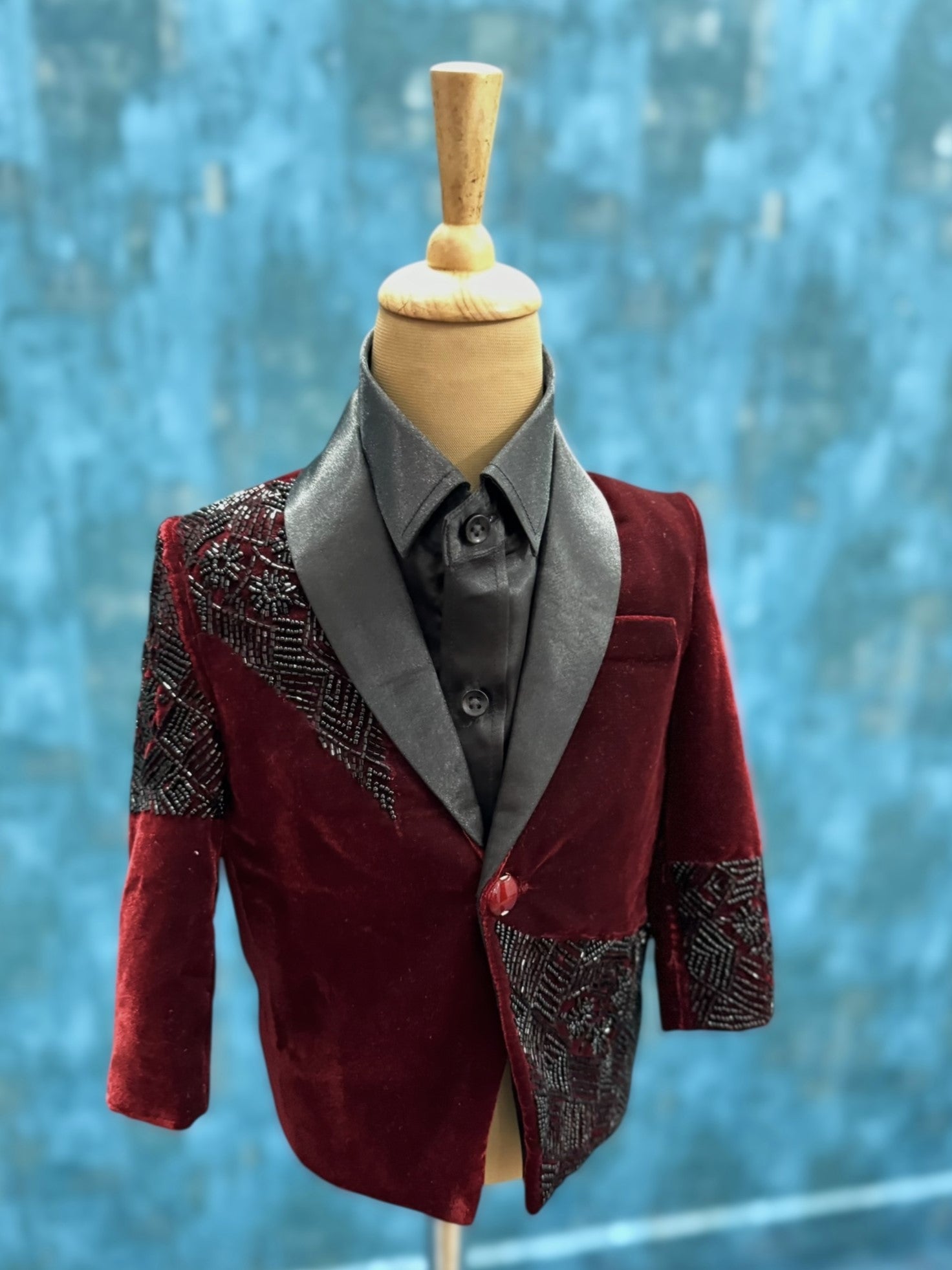 Burgundy Eclipse Hand-Beaded Prince Suit