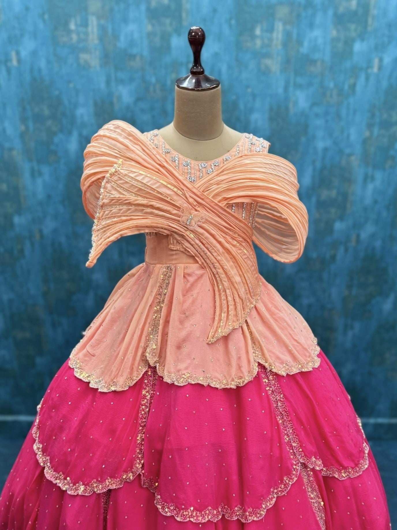 Peach Crown Blossom Luxe Ball Gown