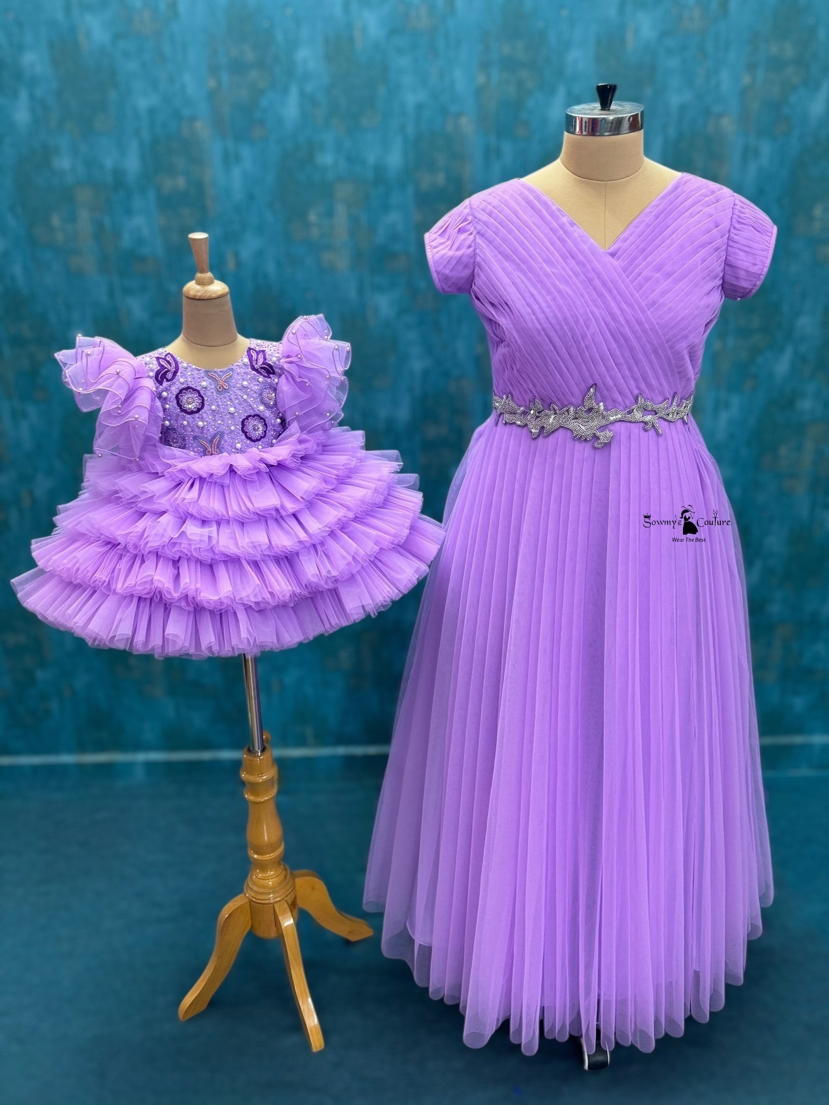 Buy Party Wear Dresses Online, Lavender Princess Mom & Daughter Set