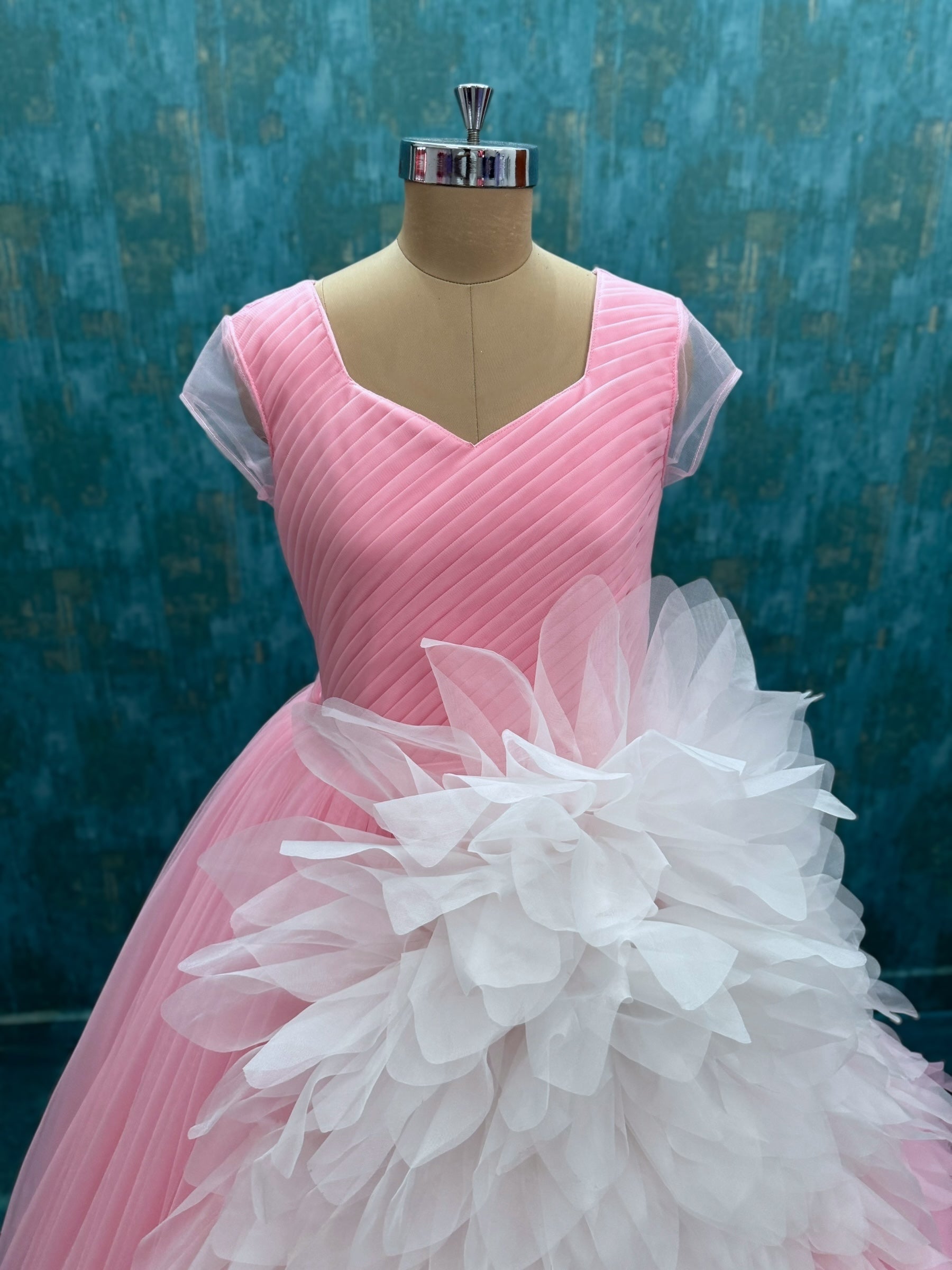 Rose Mist Floral Cloud Hand-Textured Queen Couture Dress