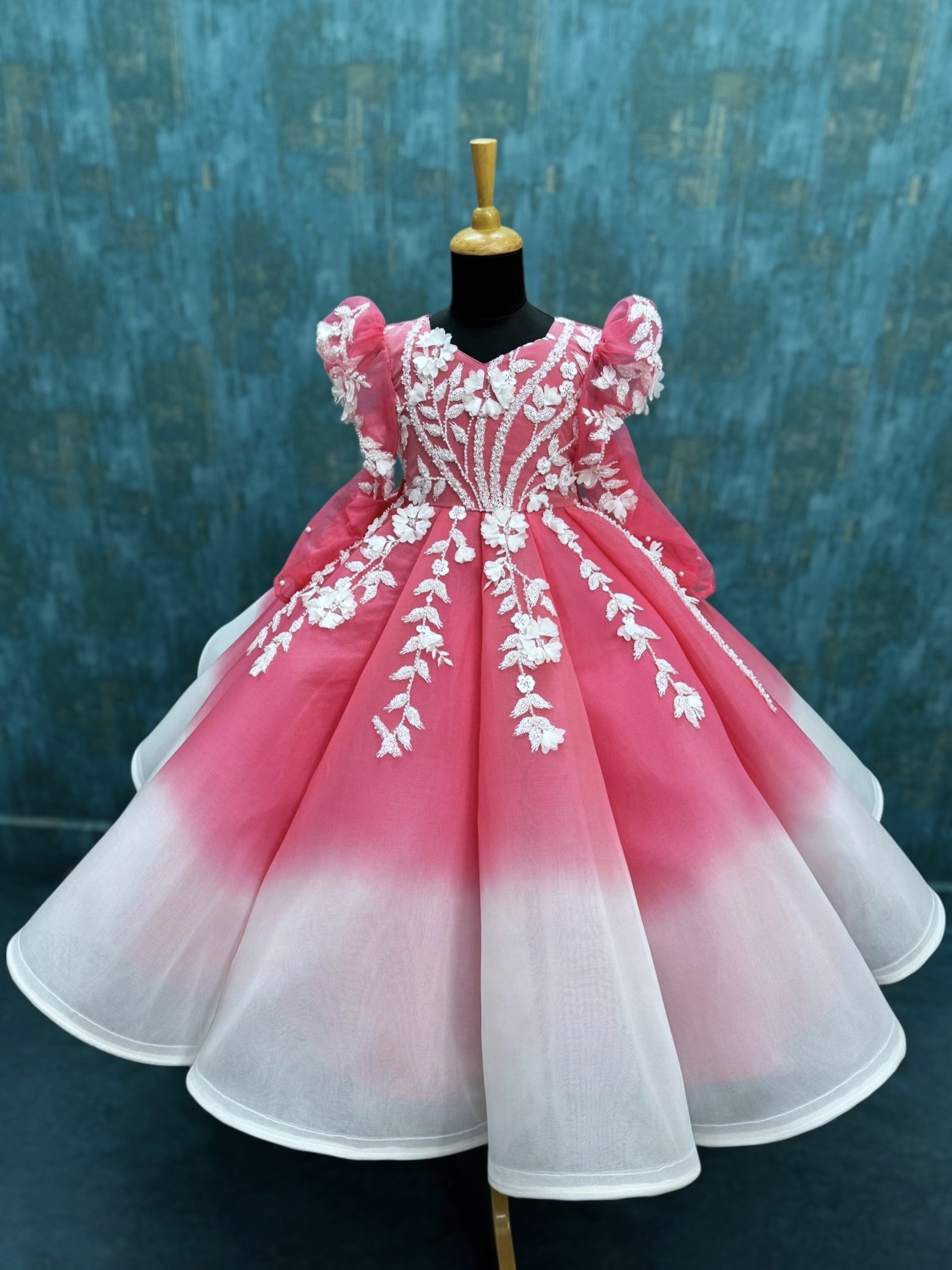 Children Party Wear Gowns Online, Girls Pink Ombre Party Dress