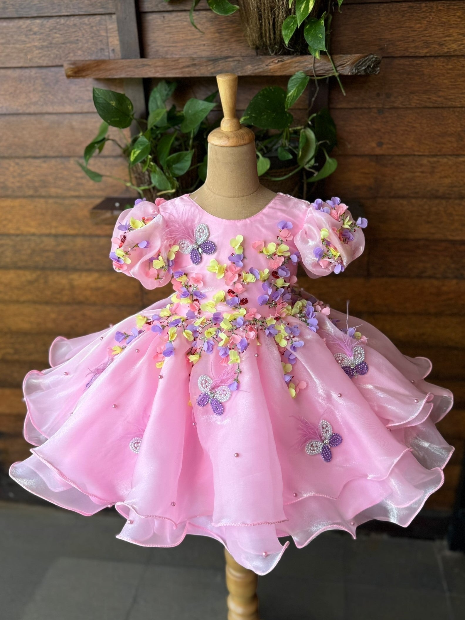 Sweet Peony Flutter Butterfly Handcrafted Floral Princess Dress
