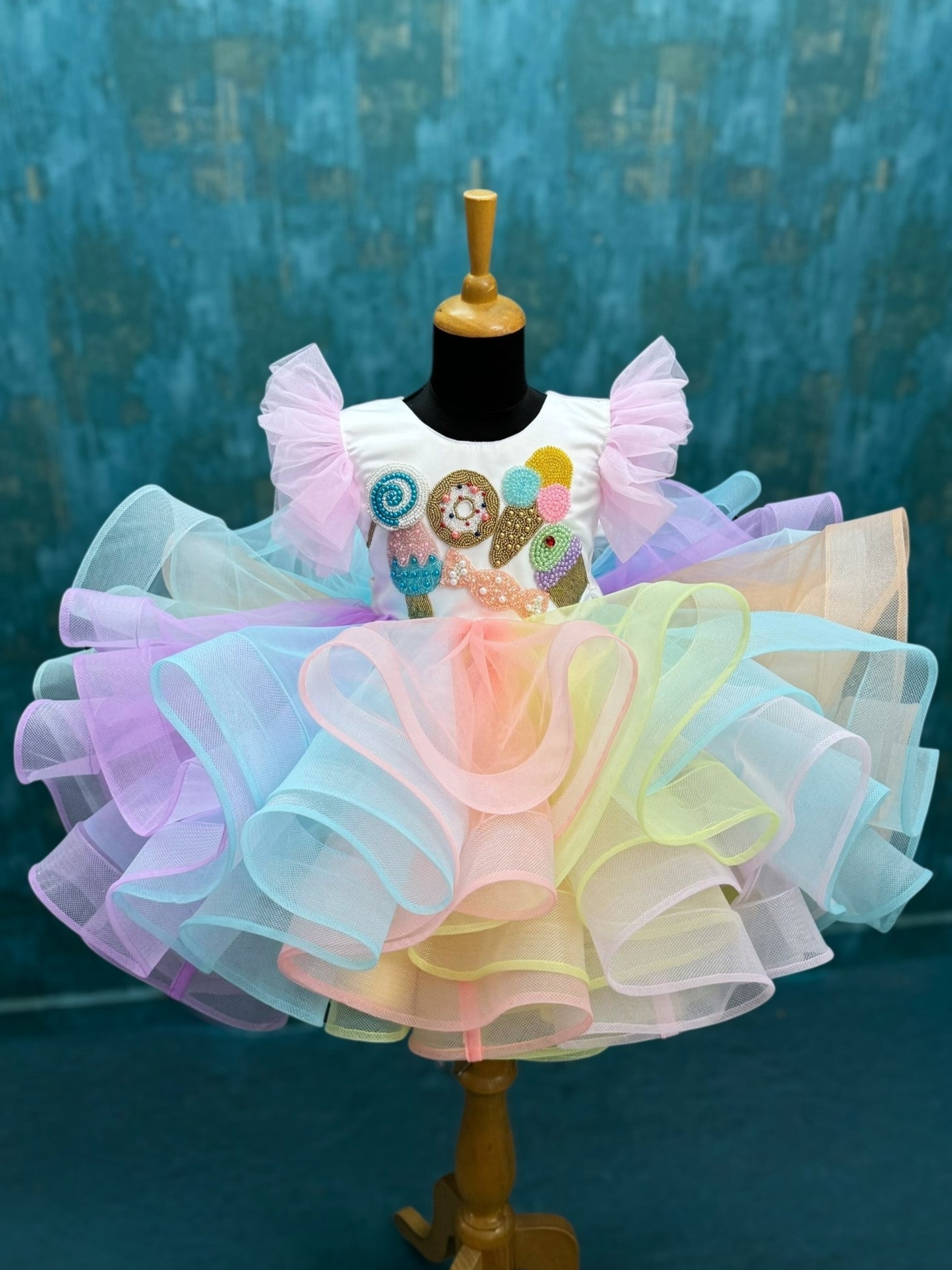 First Birthday Dress Online, Rainbow Tulle Girls Dress