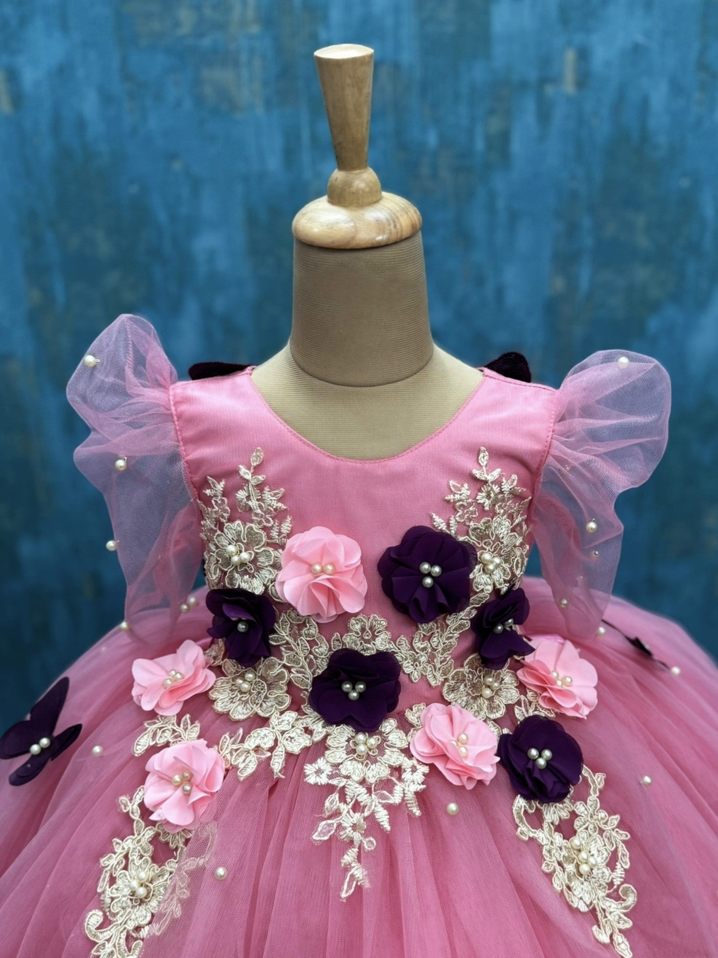 Peach Pink Haze Butterfly Garden Princess Dress