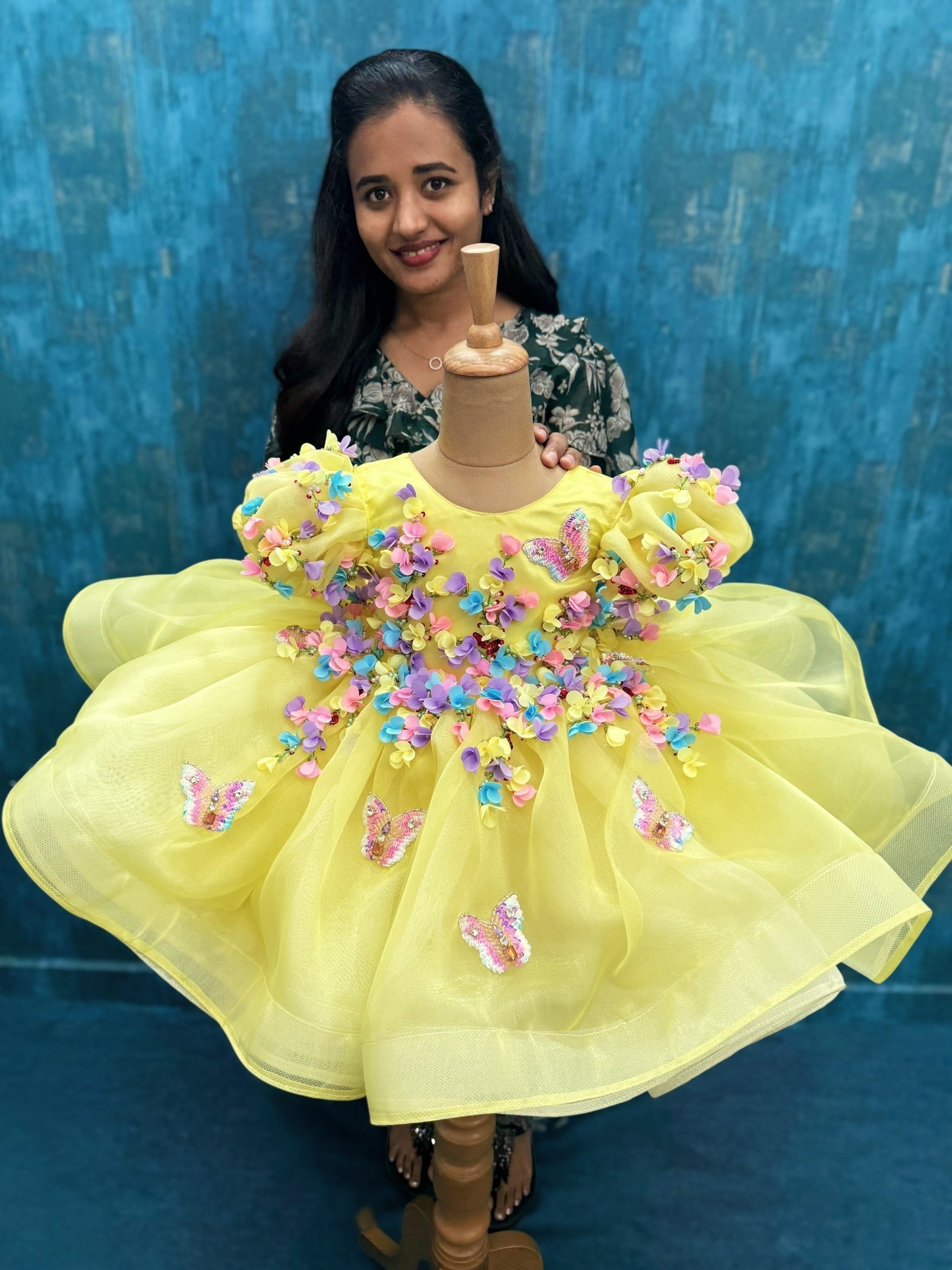 Sunshine Meadow 3D Butterfly Bloom Princess Gown