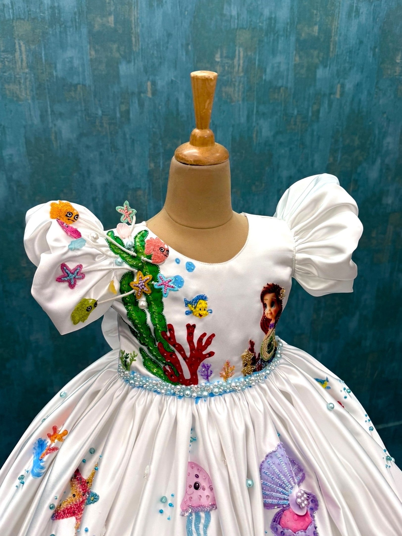 3D MERMAID BALL GOWN WITH HAND EMBROIDERED CHARACTERS