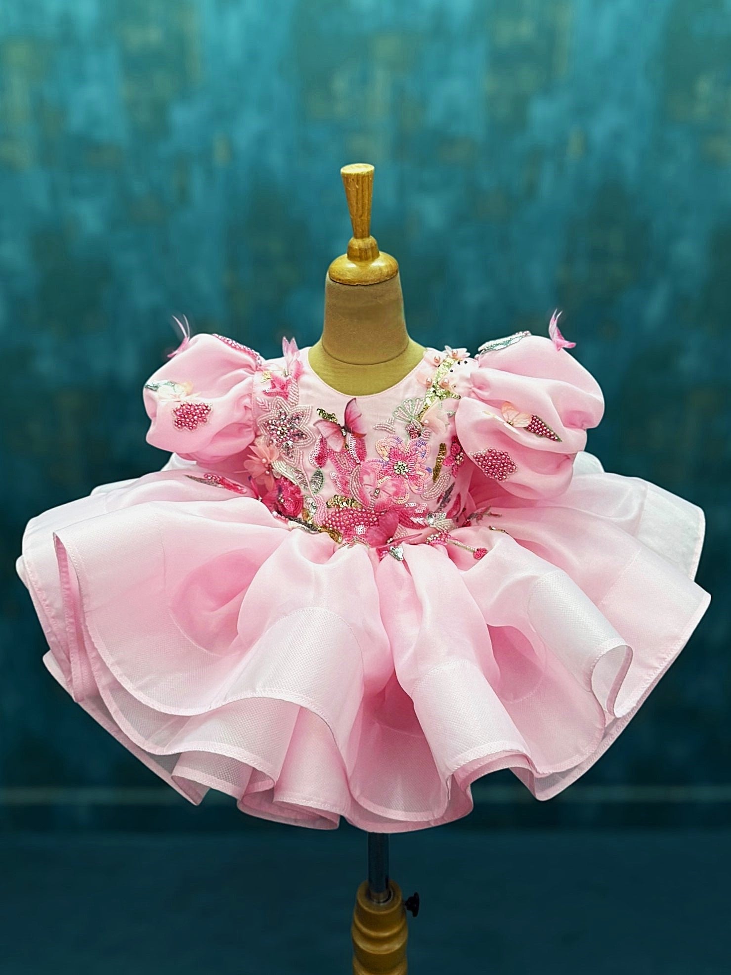 Fairy Blush Butterfly Kiss Princess Bloom Gown with intricate hand work