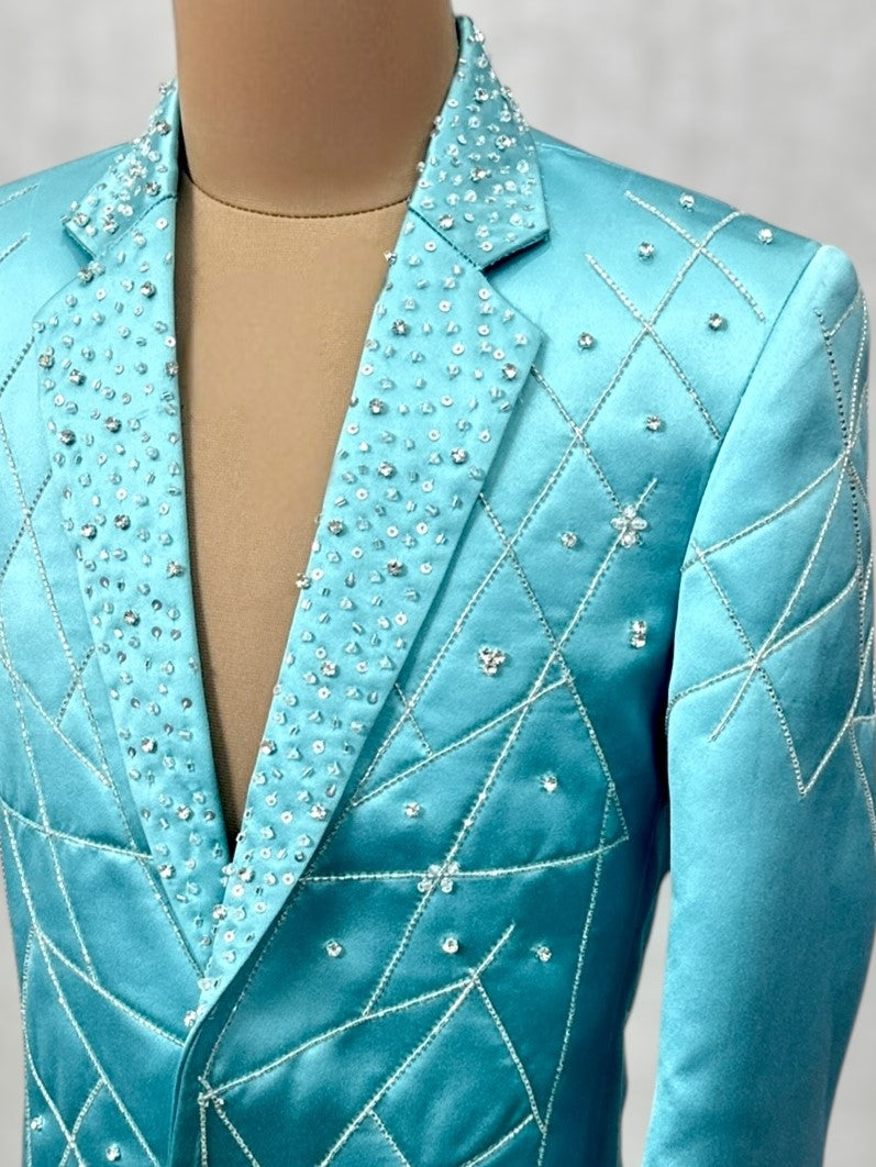 Crystal Grid Couture Blazer- Comes with Pant and Shirt