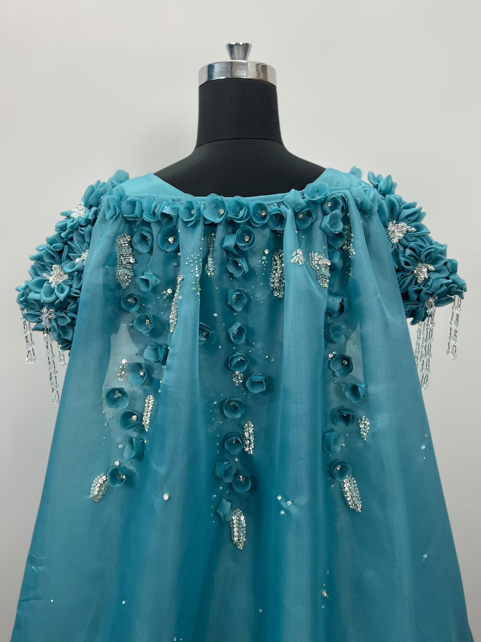 Ocean Bloom Crystal Embroidered Princess Gown