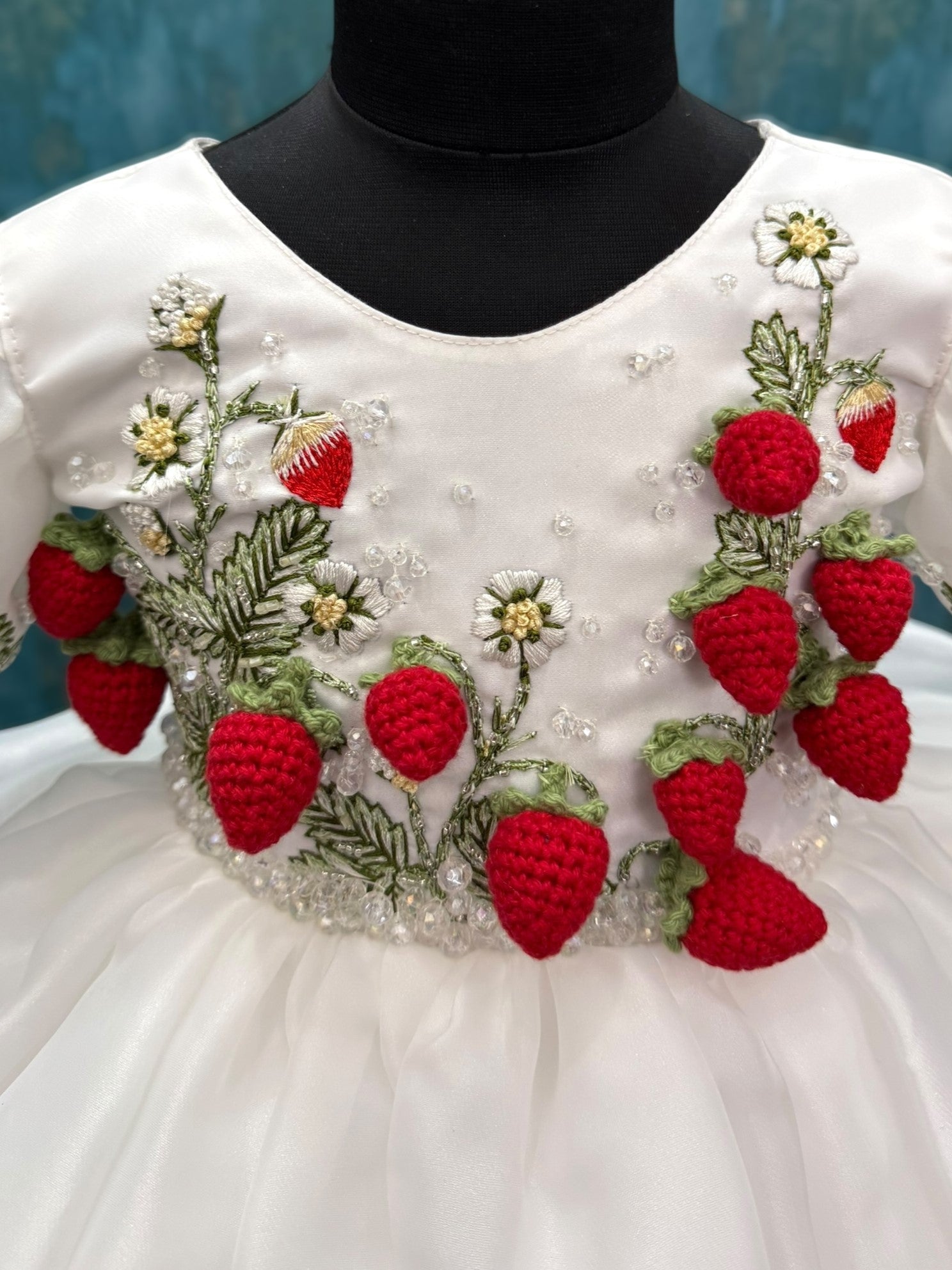 white 5D Élite Strawberry Garden organza Dress