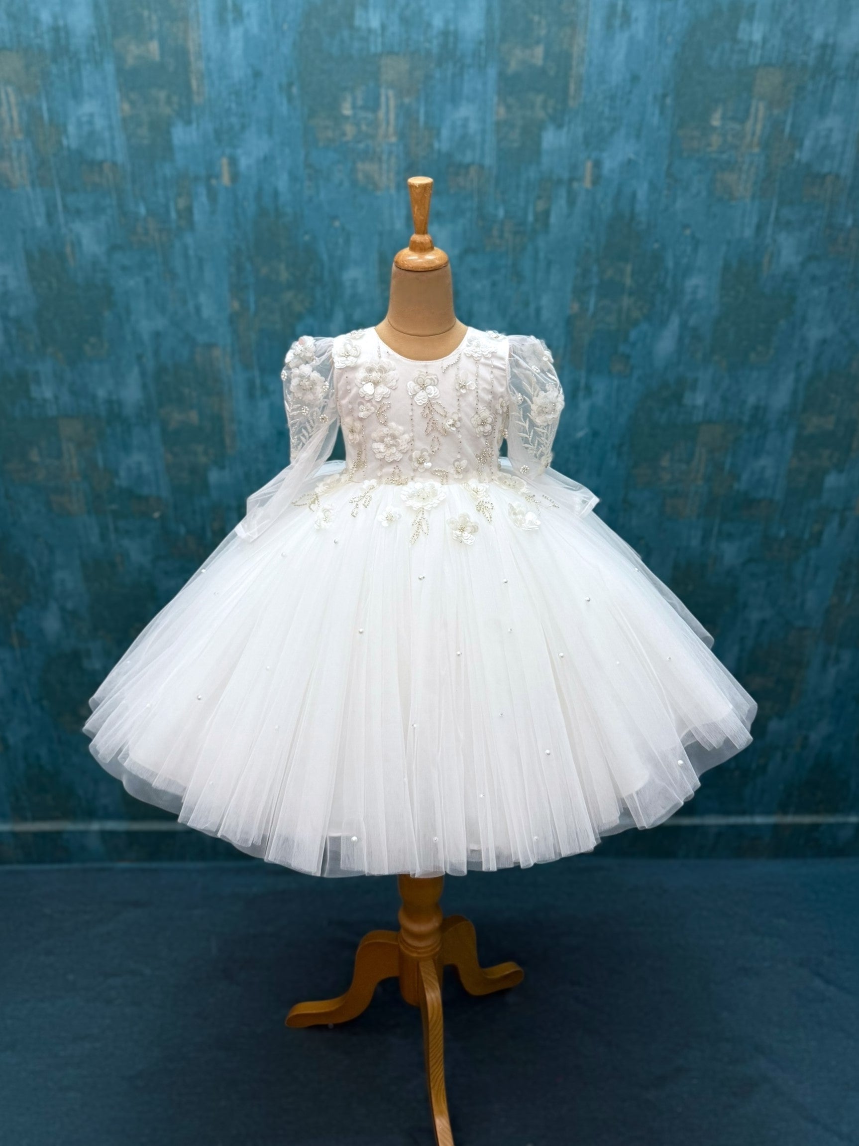 floral white Dream Whirl Couture gown with hand work detailing