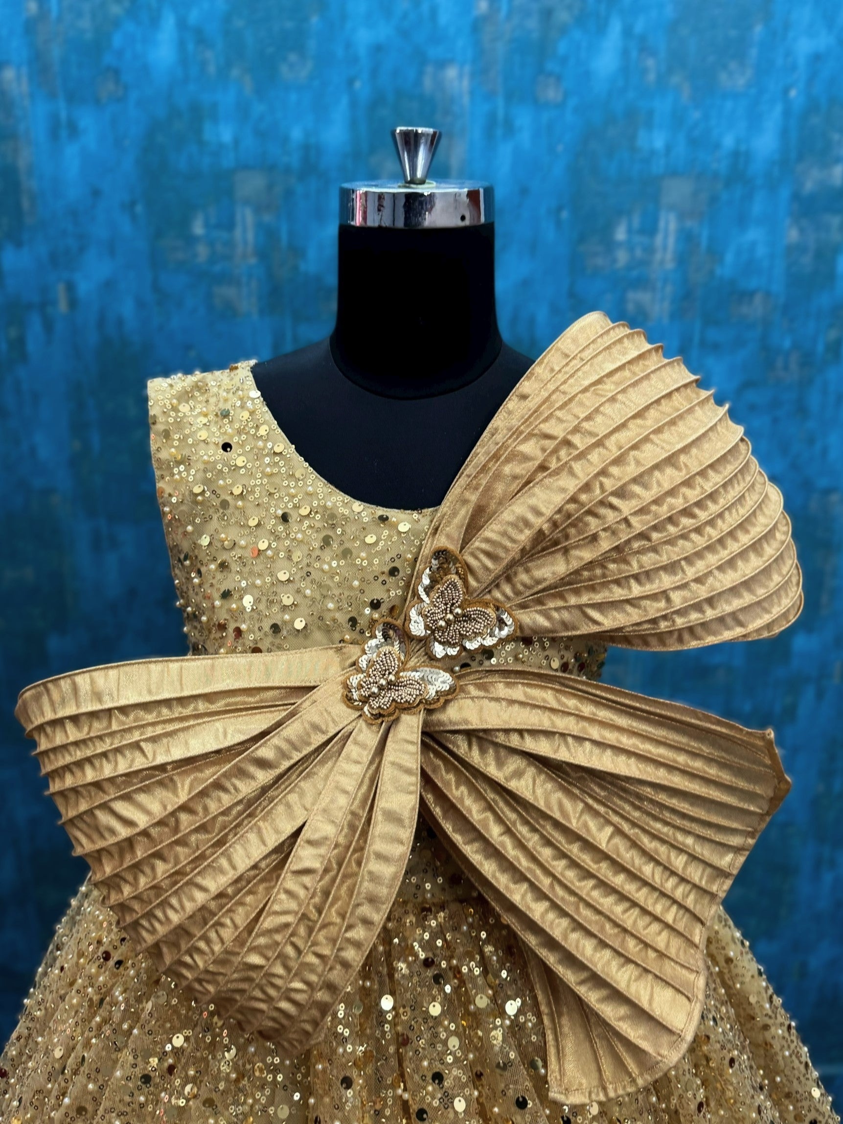 Imperial Gold Bow Glam Gown