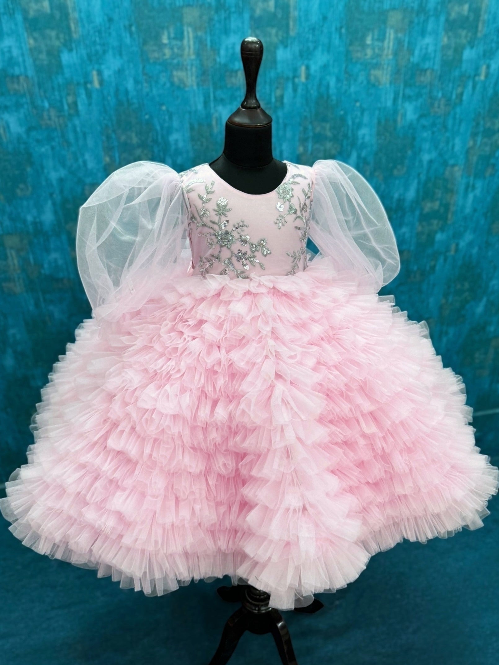 Dreamy Blush Petal Cloud Fairy Princess Party Gown