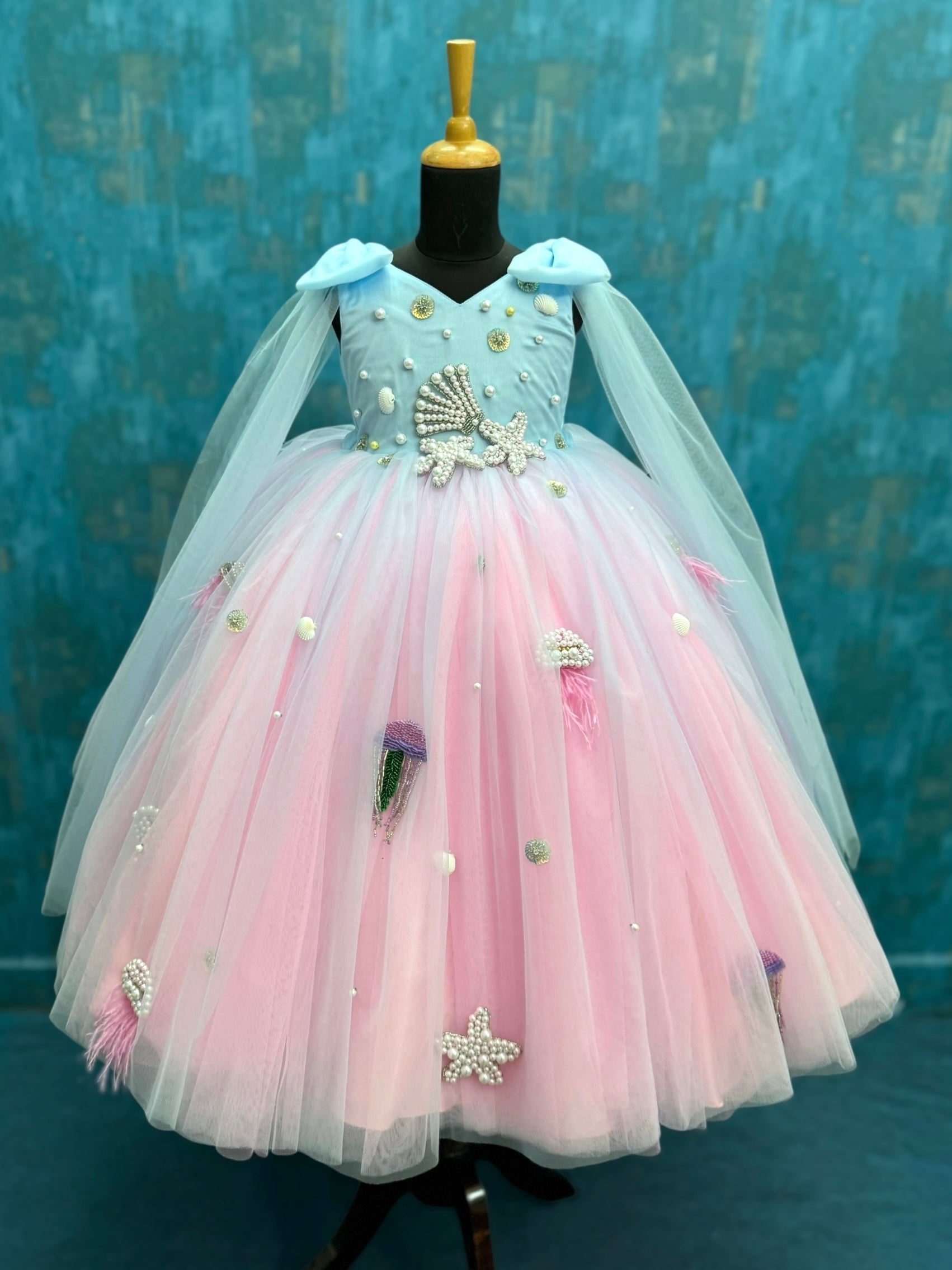 Seashell Blush Pearl Fantasy Princess Gown