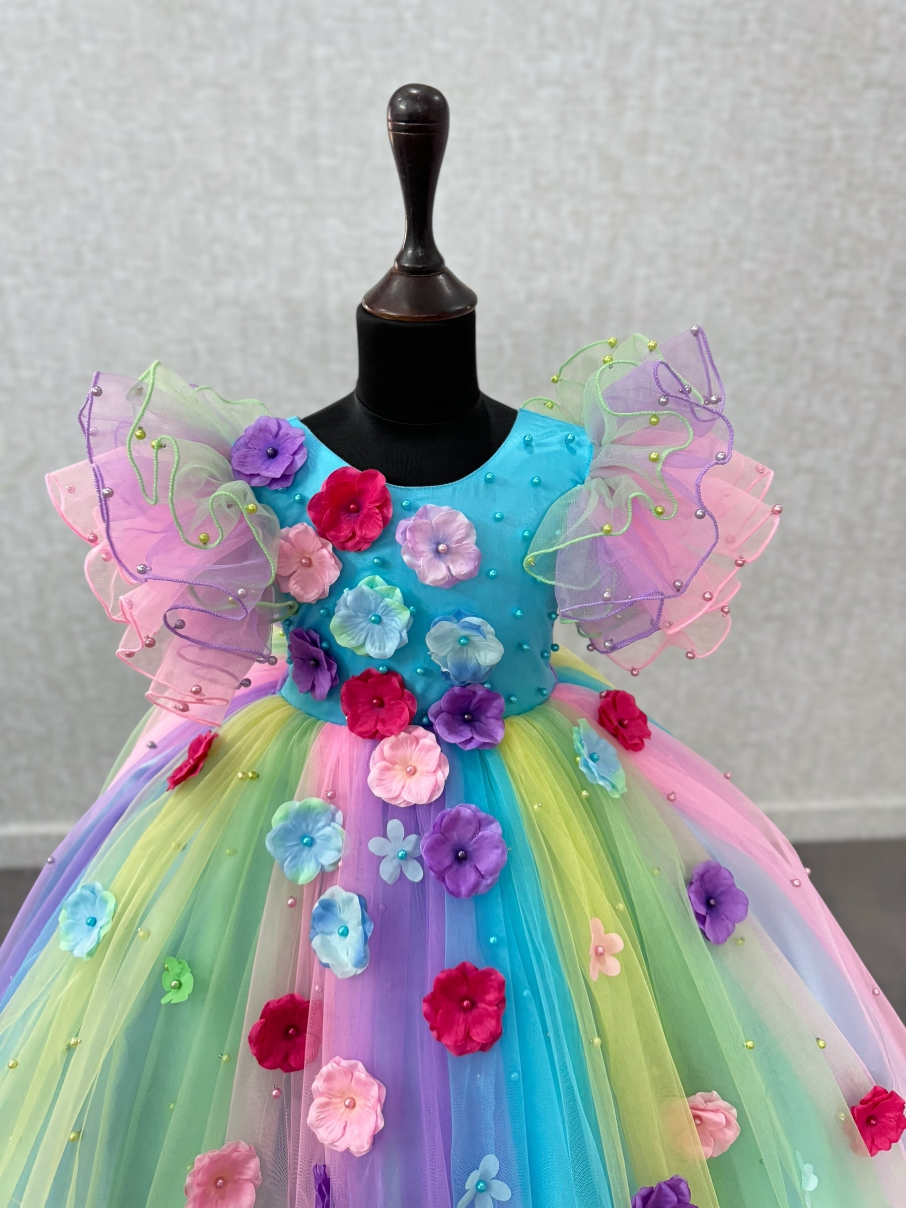 Enchanted Garden Rainbow Petal Princess Ball Gown