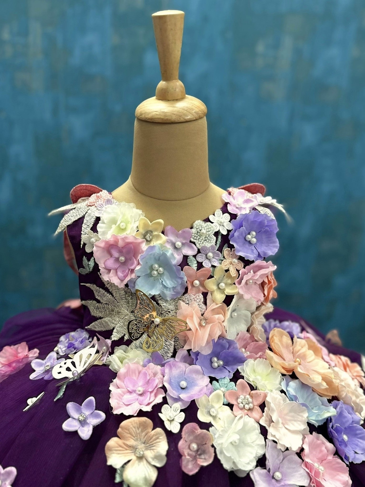 Royal Plum Garden Butterfly Ball Gown