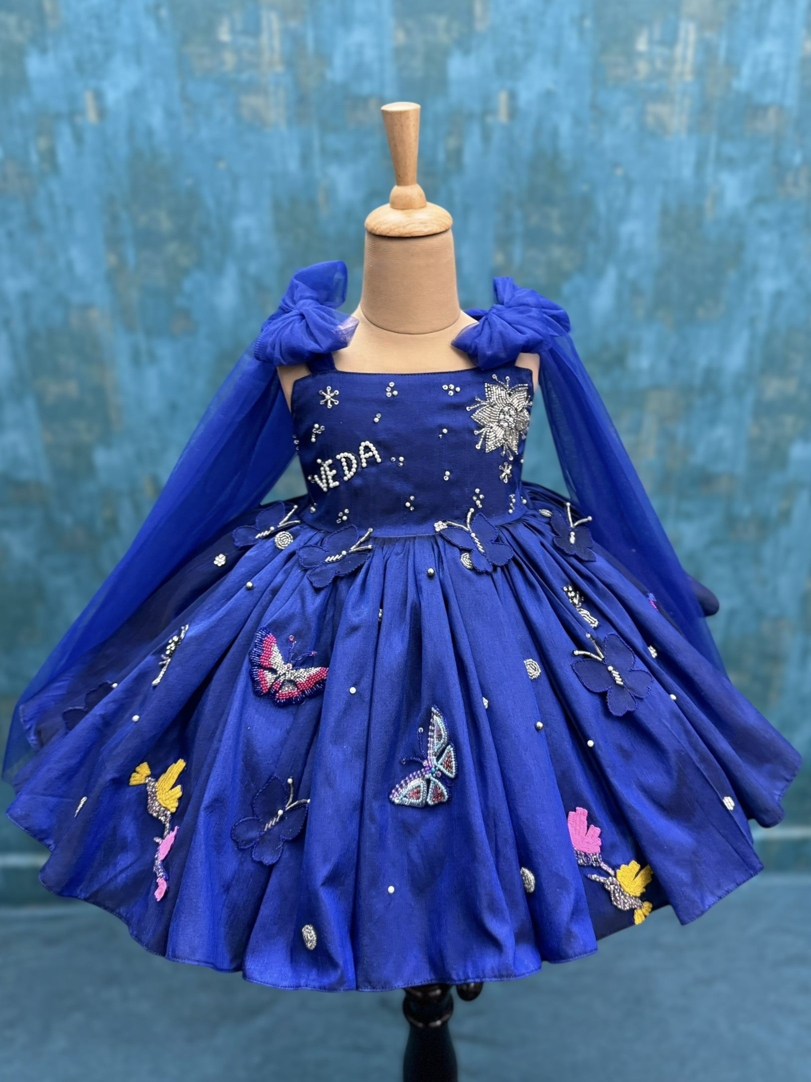 Midnight Sapphire Butterfly Princess Gown