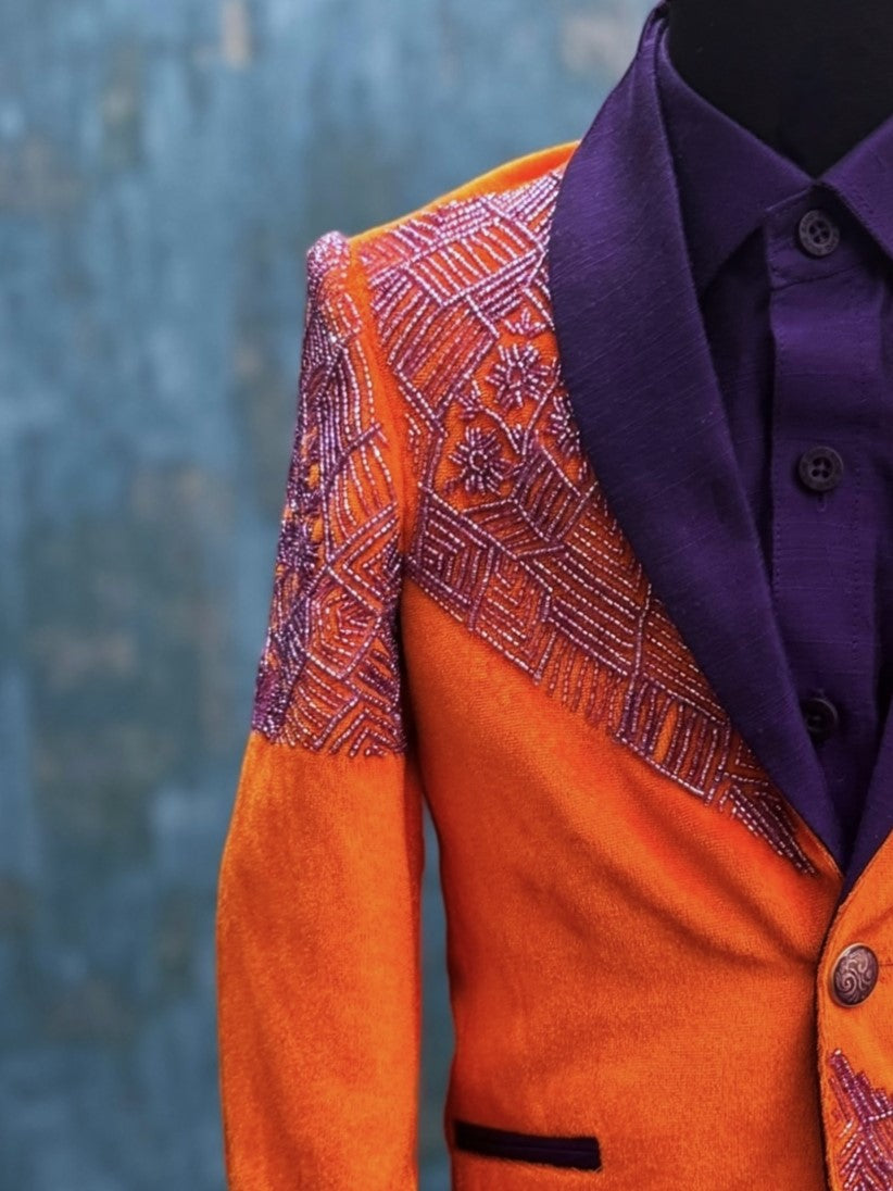 Embroidered Panel Accent Royal Prince Jacket