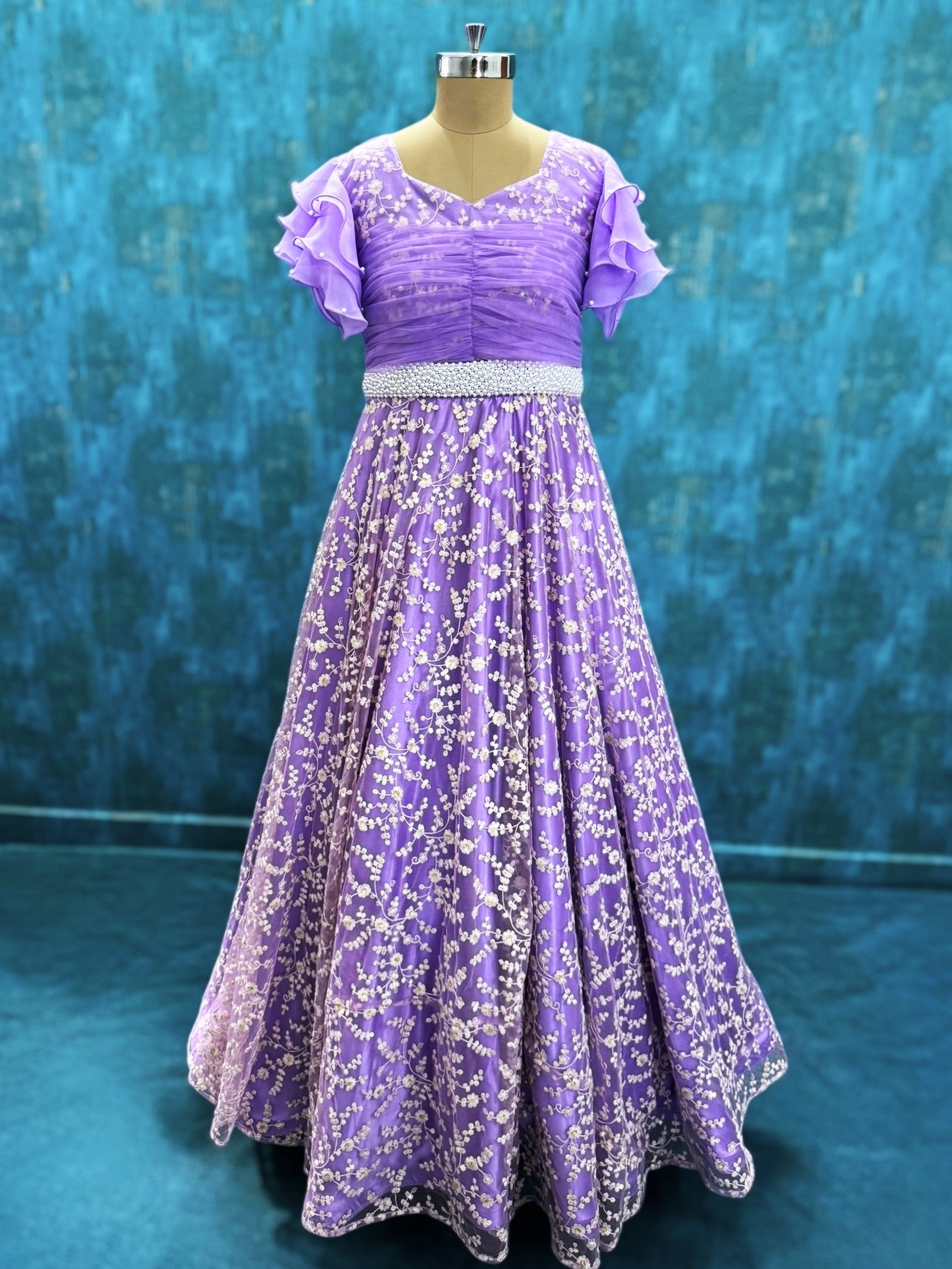 Violet Fairy Garden Pearl-Trimmed Couture Celebration Dress