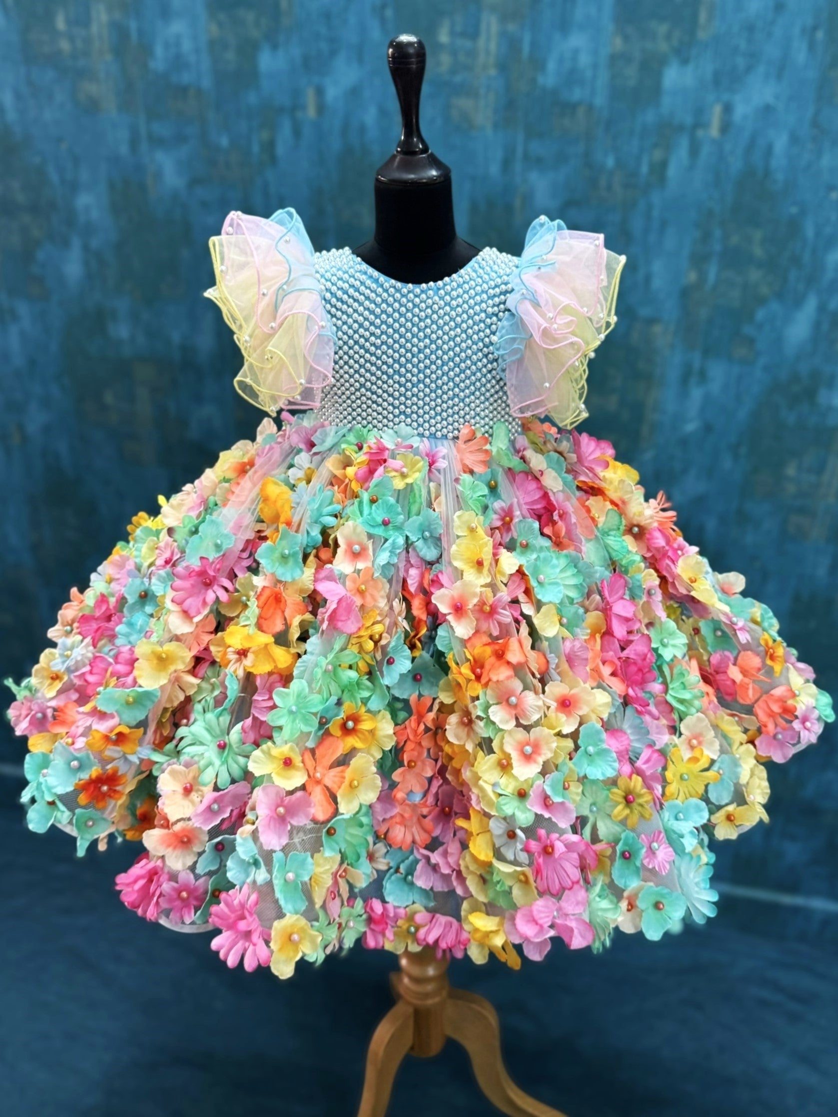 Rainbow Meadow Blossom Pearl Fairy Princess Ball Gown