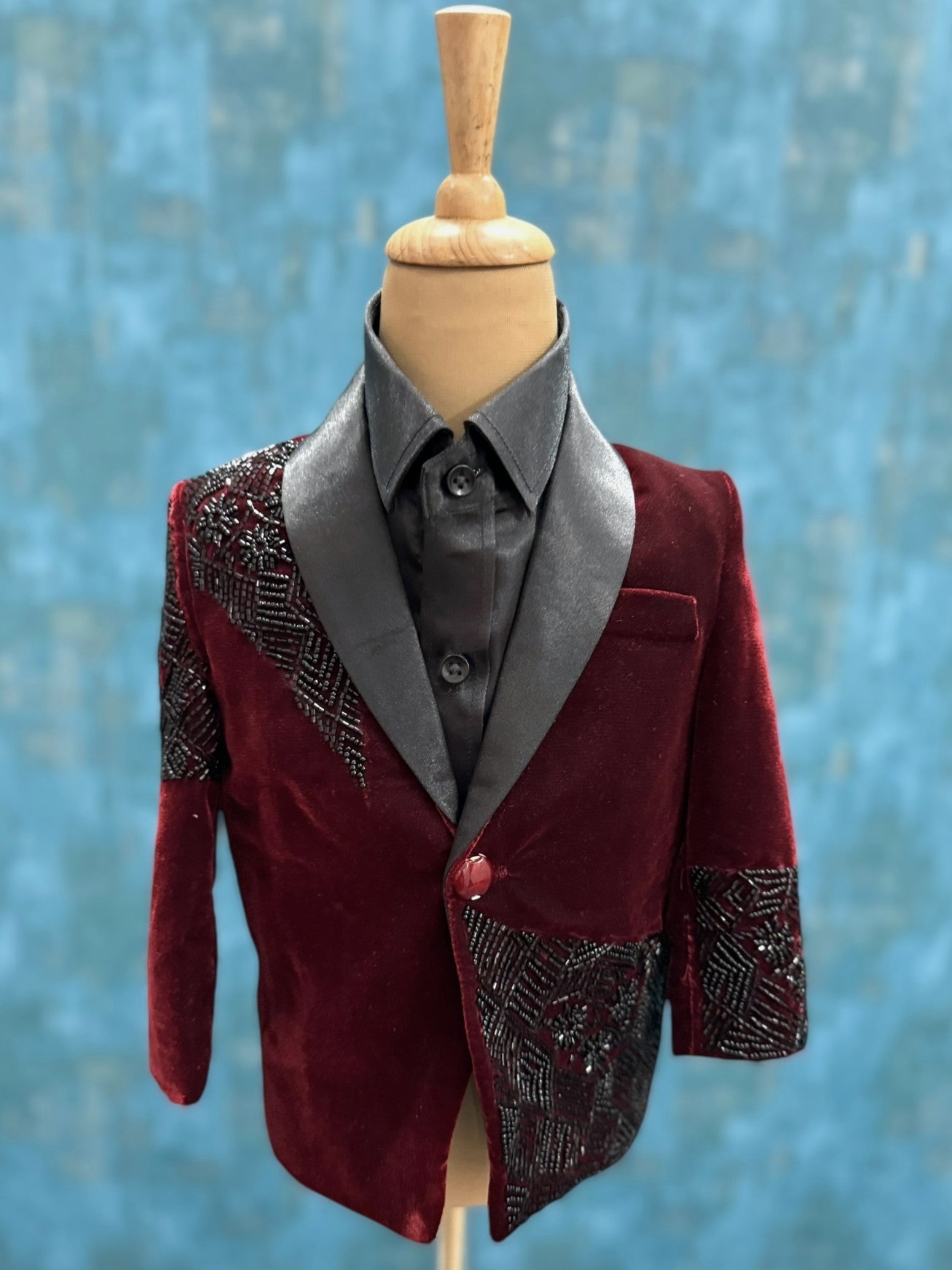 Burgundy Eclipse Hand-Beaded Prince Suit