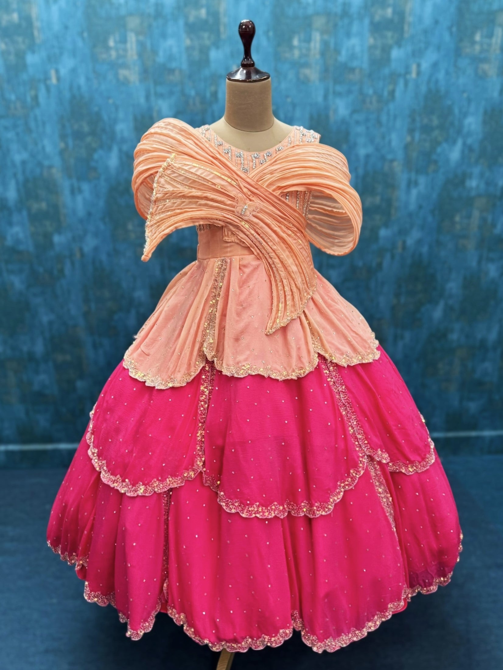 strapless open back dress Peach Crown Blossom Luxe Ball Gown 0-6M