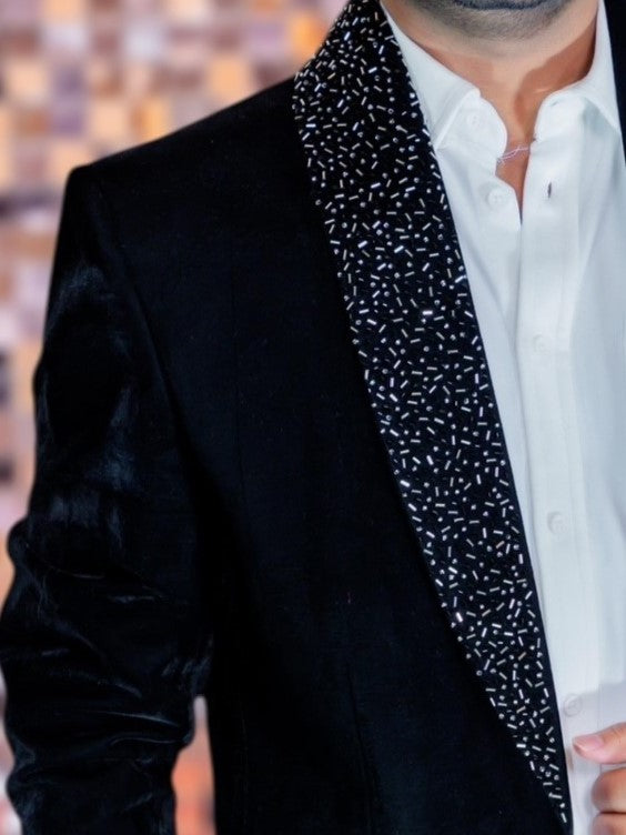 Sovereign Crown Noir Luxe Velvet Prestige Evening Blazer
