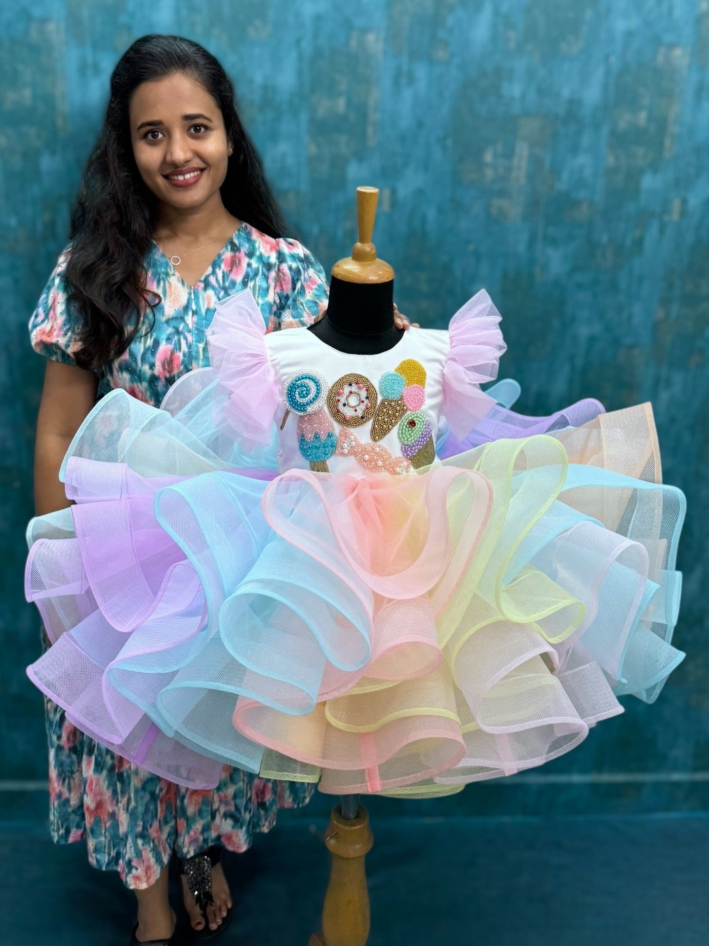 First Birthday Dress Online, Rainbow Tulle Girls Dress