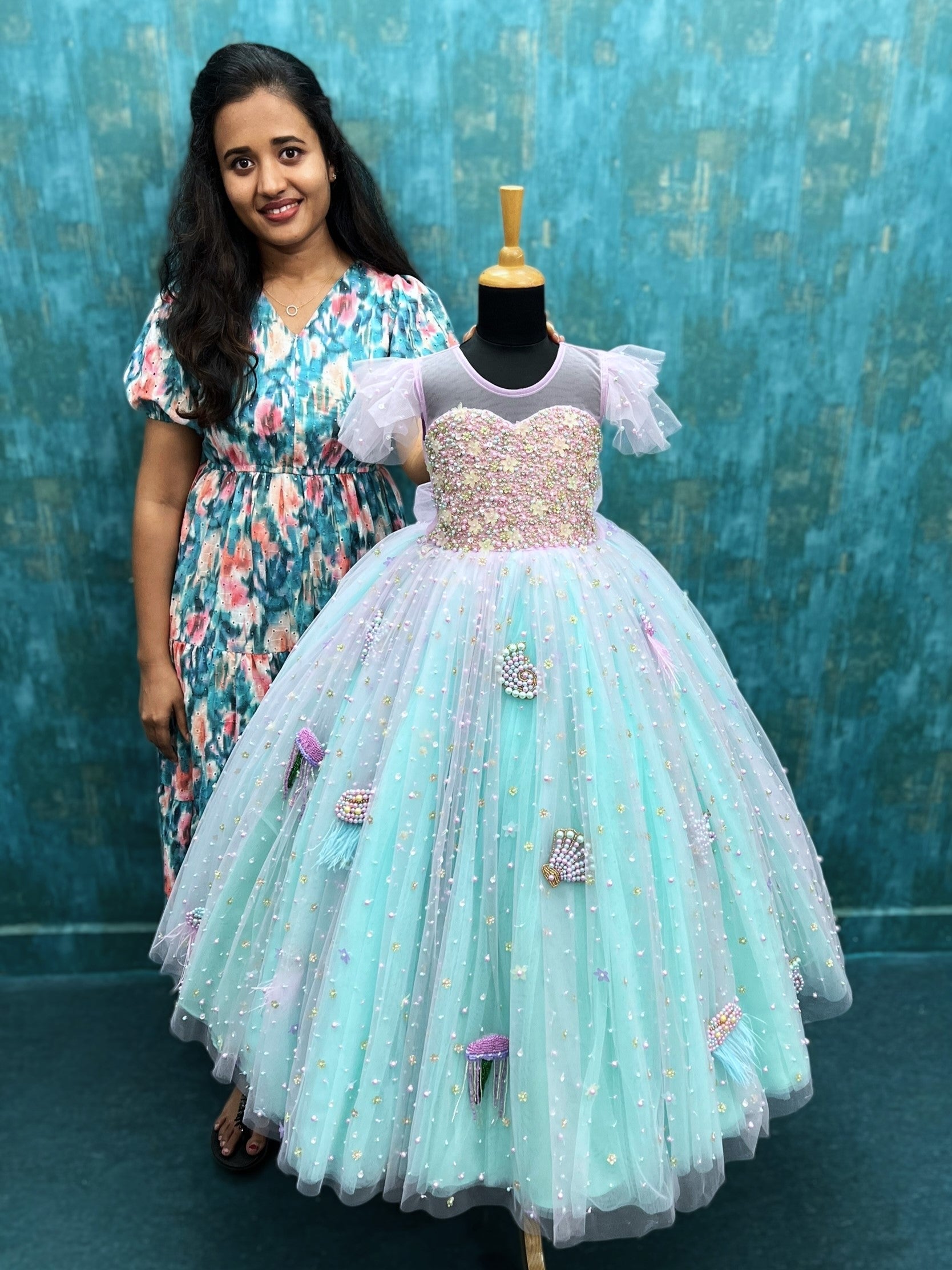 Designer Gown for Girl Online, Pastel Jellyfish Ombre Pageant Gown