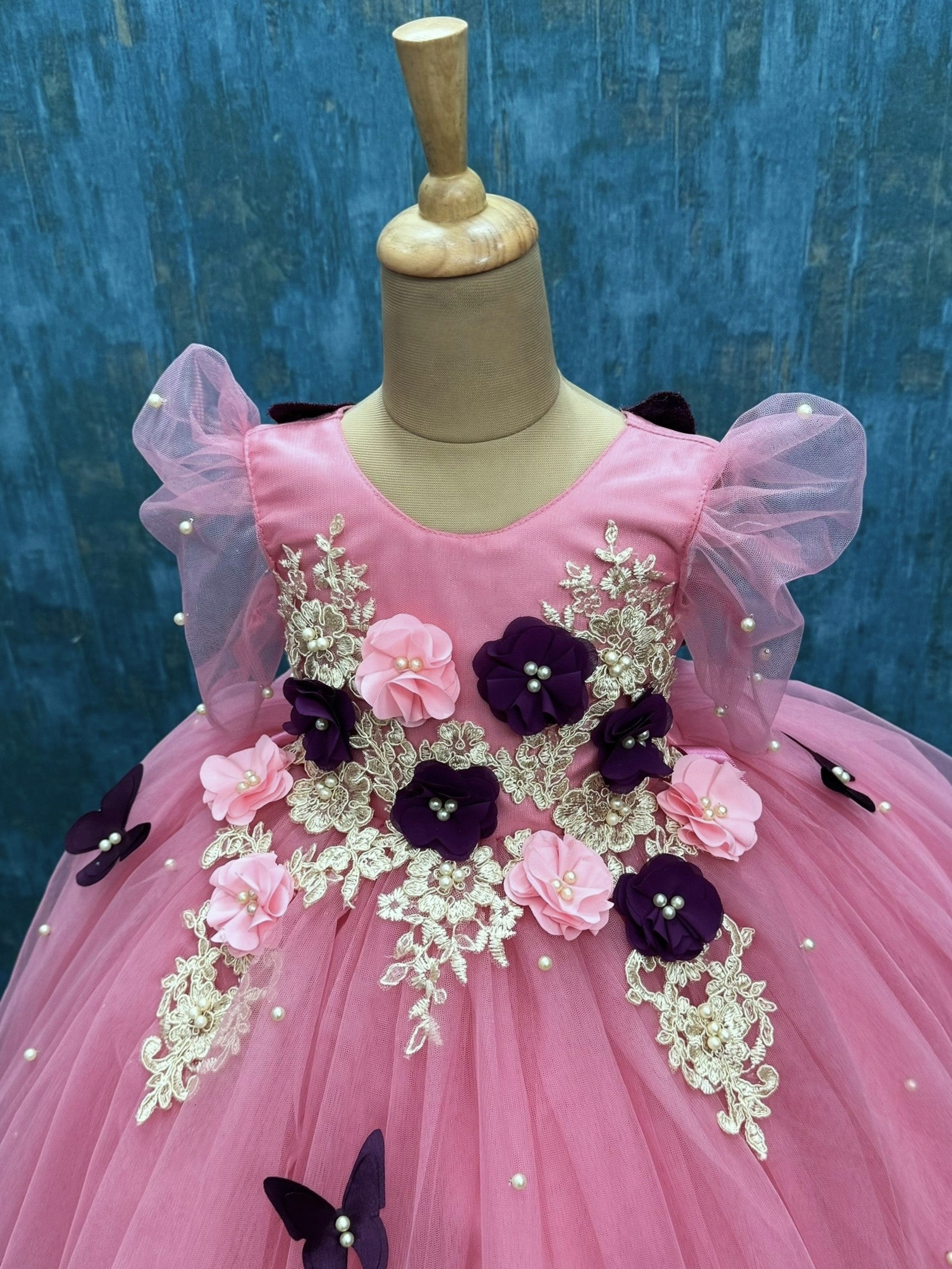 Peach Pink Haze Butterfly Garden Princess Dress