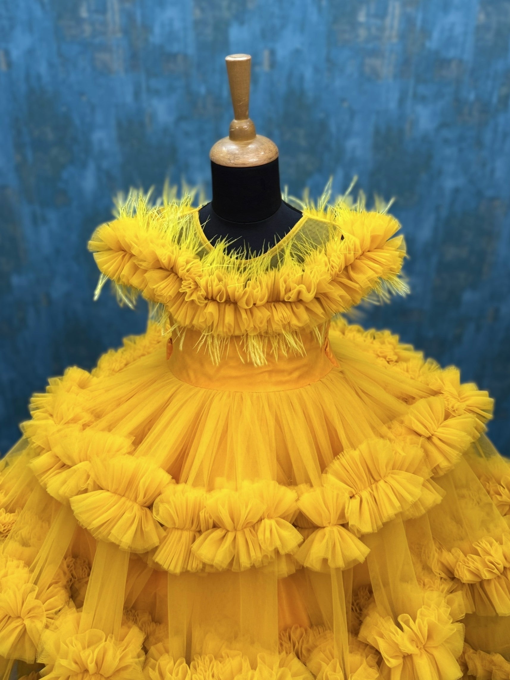 Imperial Yellow Whisper Ruffle Royale Celebration Dress