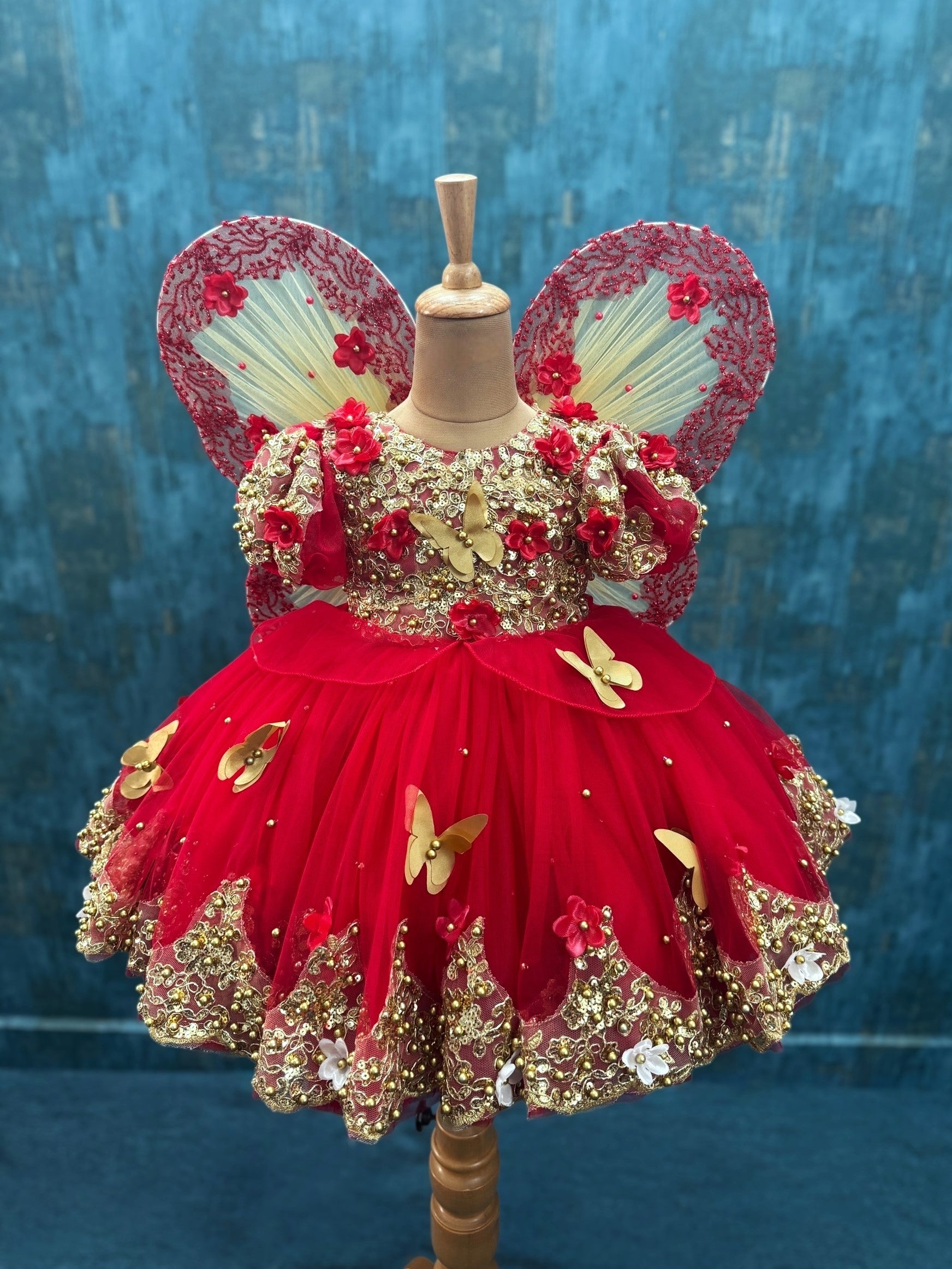Royal Ruby Flutter 3D Fairy Princess Ball Gown