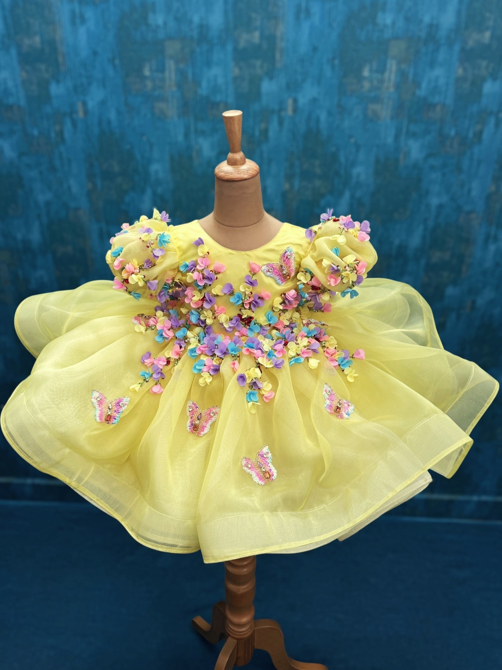 Sunshine Meadow 3D Butterfly Bloom Princess Gown