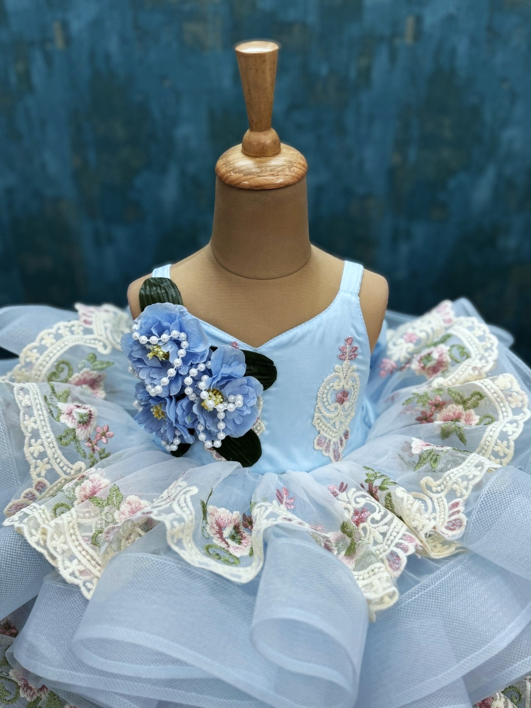 Baby Blue Garden Ruffle Fantasy Princess Dress